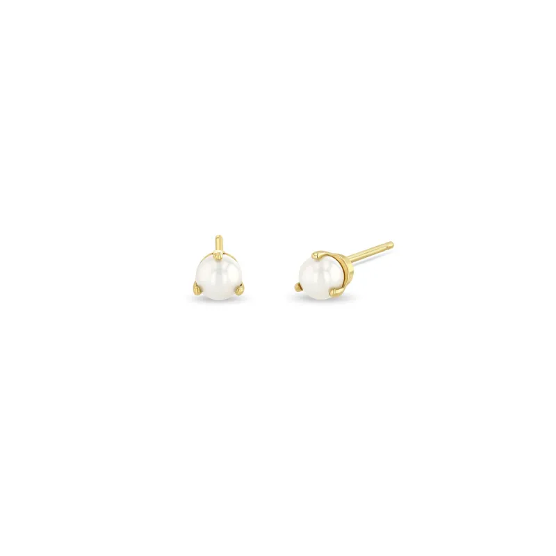 14k Pearl Flat Back Studs | June Birthstone sold by Zoe Chicco