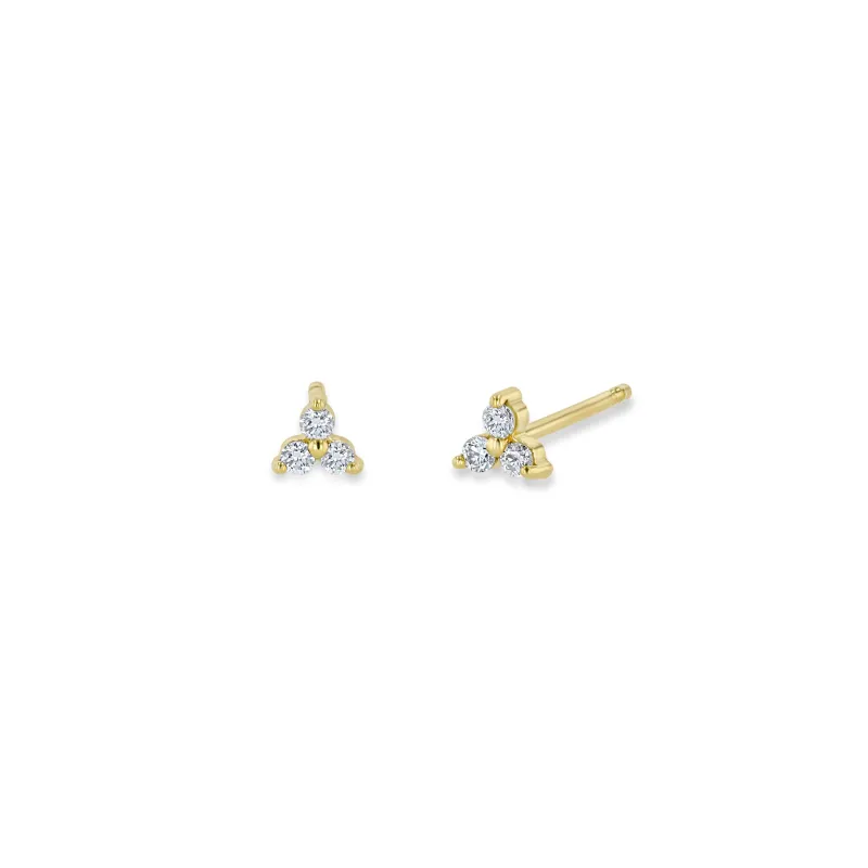 14k Prong Diamond Trio Flat Back Studs sold by Zoe Chicco