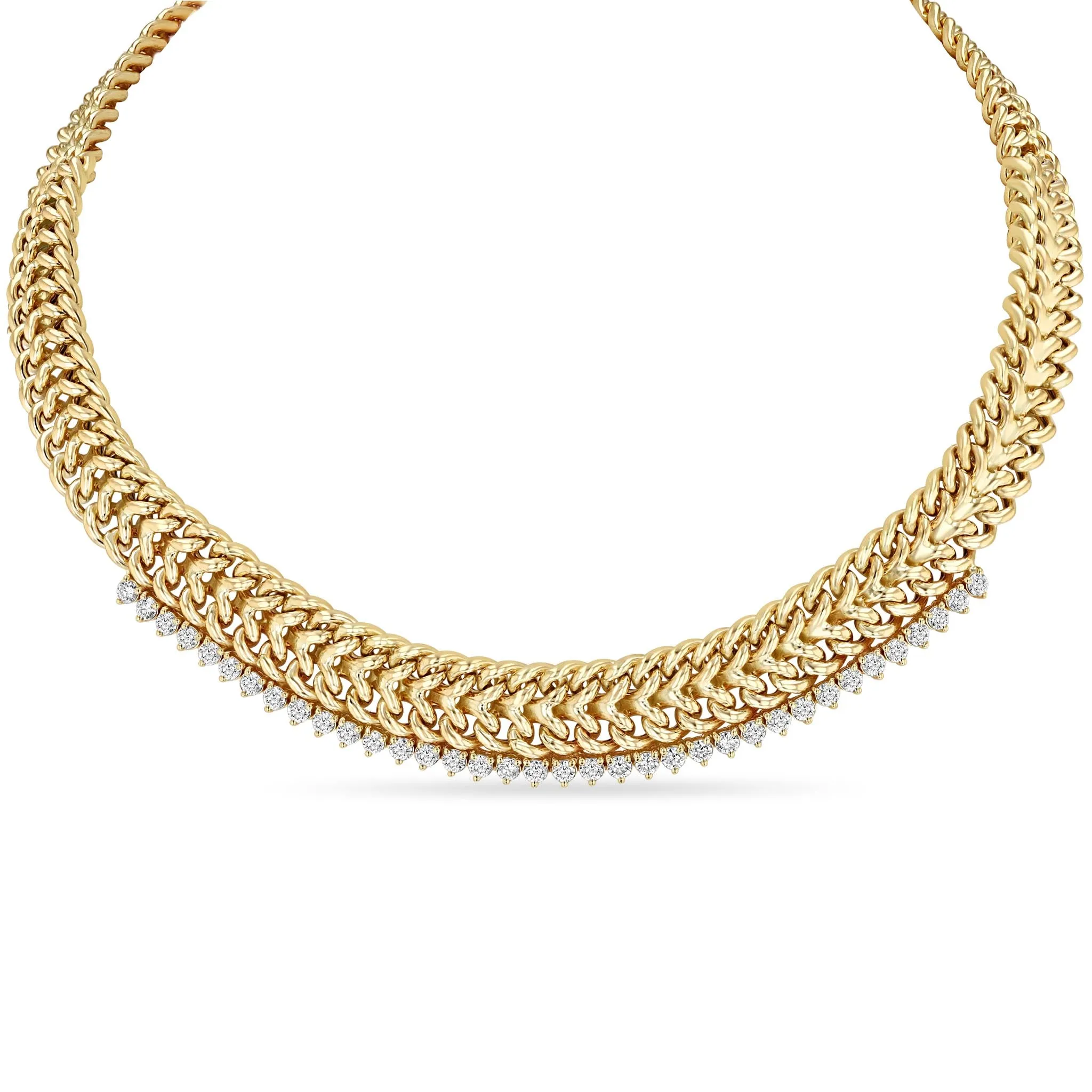 14k Diamond Tennis Double Wide Curb Chain Necklace sold by Zoe Chicco