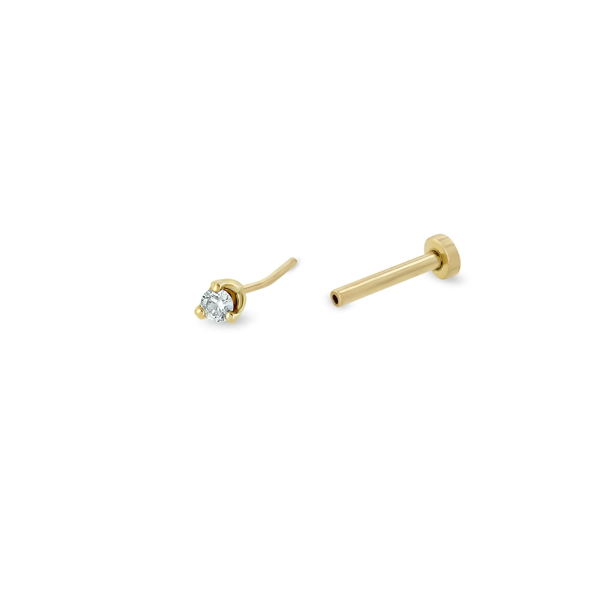 14k Prong Diamond Solitaire Flat Back Studs sold by Zoe Chicco product image thumbnail 5