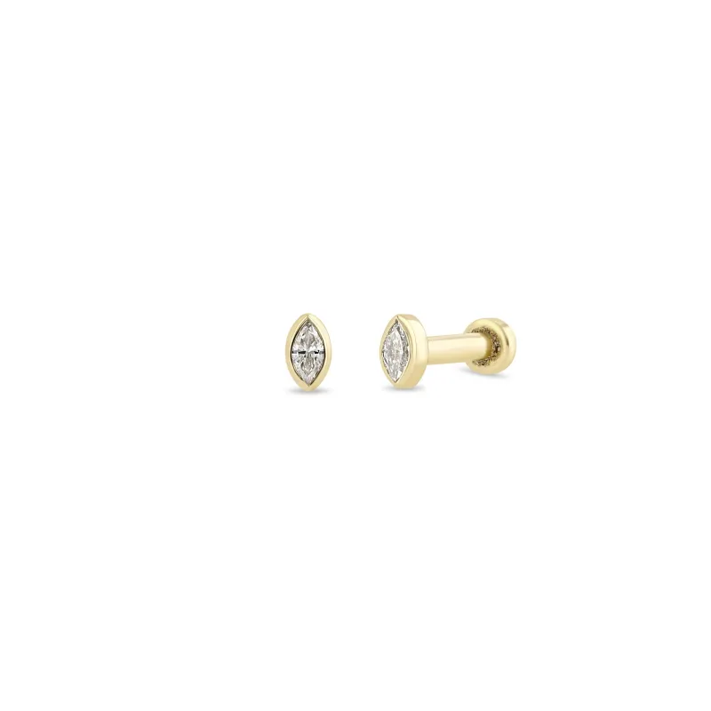 14k Marquise Diamond Flat Back Studs sold by Zoe Chicco