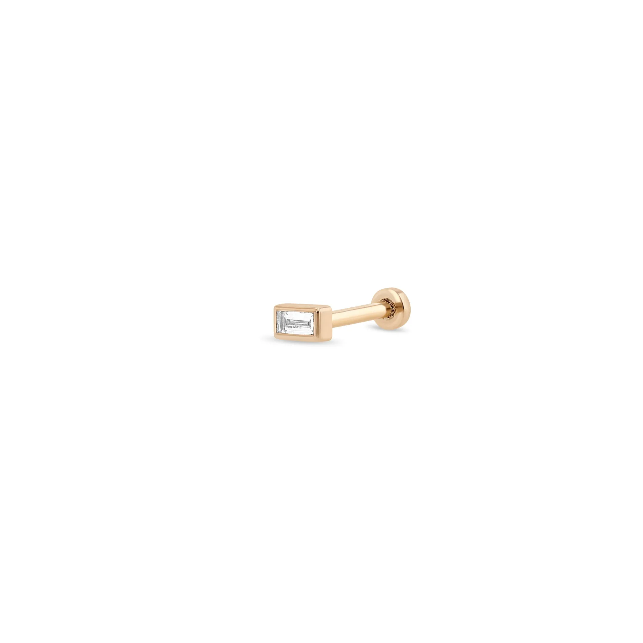 14k Baguette Diamond Flat Back Studs sold by Zoe Chicco product image thumbnail 5