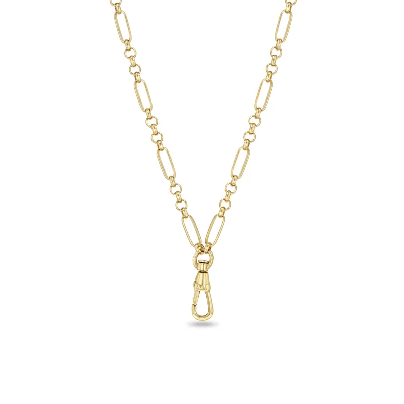 14k Medium Paperclip Rolo Chain Necklace with Fob Clasp Drop sold by Zoe Chicco