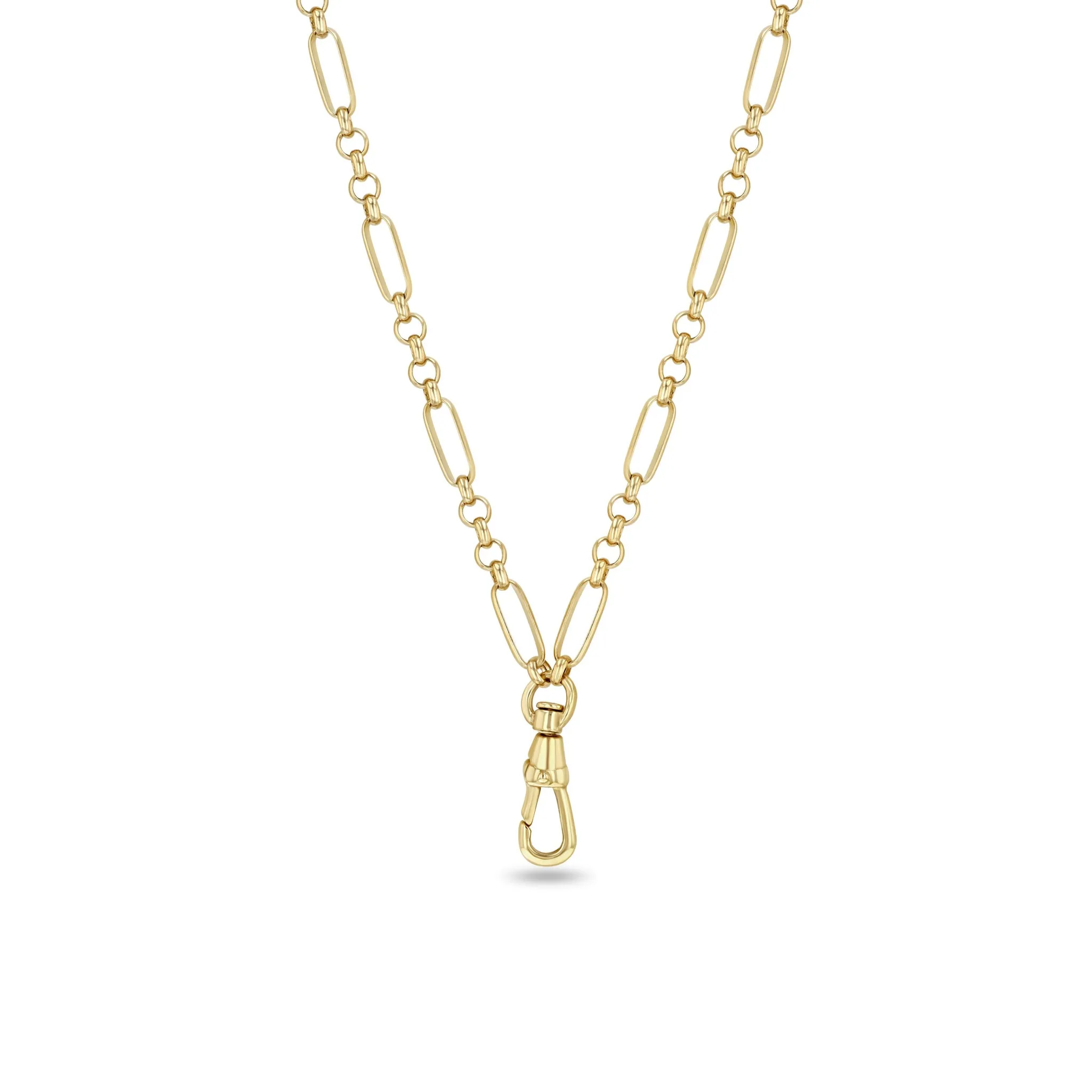 14k Medium Paperclip Rolo Chain Necklace with Fob Clasp Drop sold by Zoe Chicco