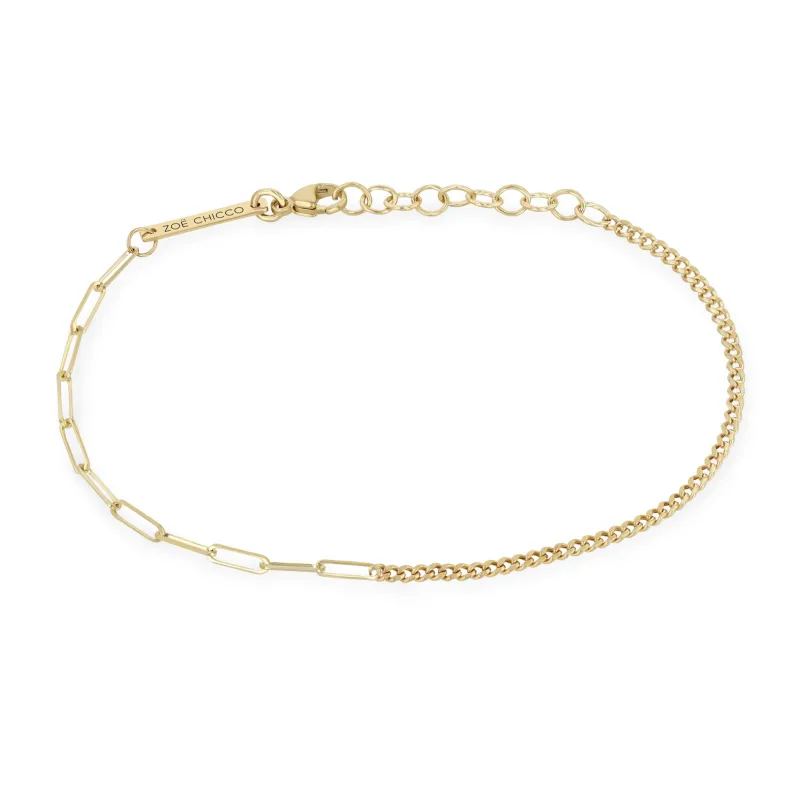 14k Mixed XS Curb & Small Paperclip Chain Bracelet sold by Zoe Chicco