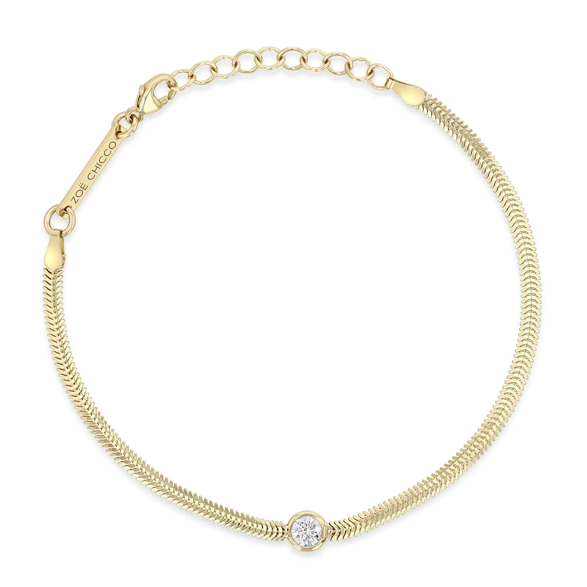 14k Large Floating Diamond Small Snake Chain Bracelet sold by Zoe Chicco product image thumbnail 3