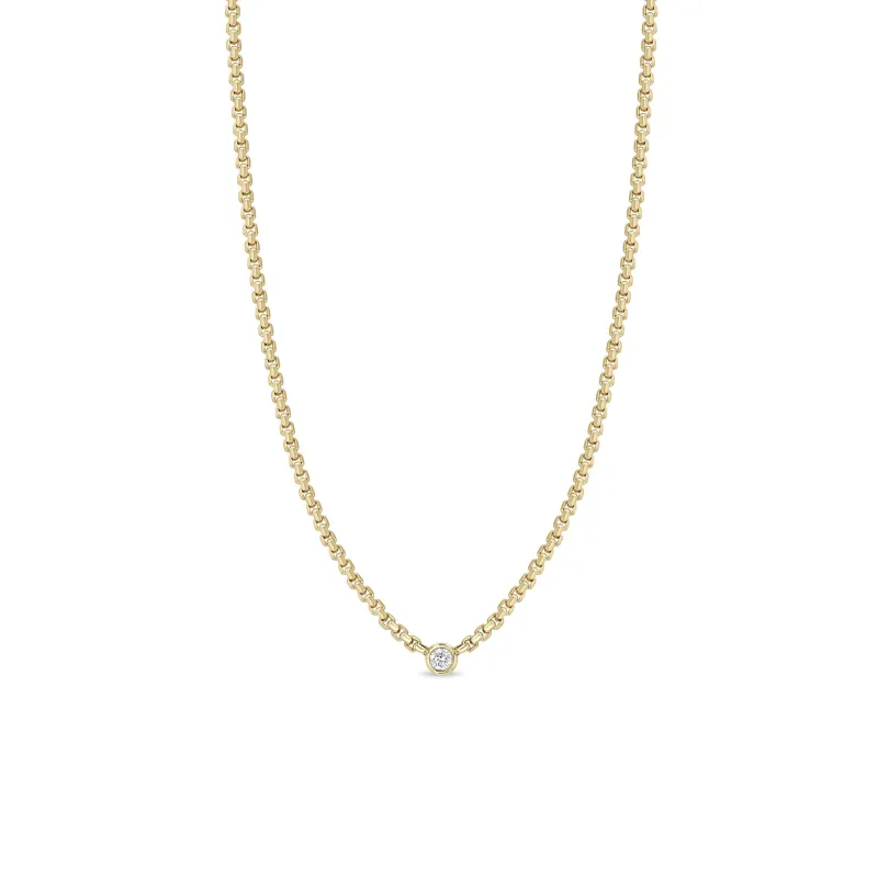 14k Floating Diamond Small Box Chain Necklace sold by Zoe Chicco