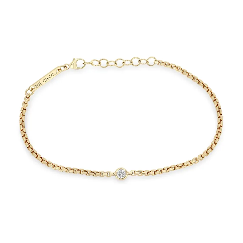 14k Floating Diamond Small Box Chain Bracelet sold by Zoe Chicco