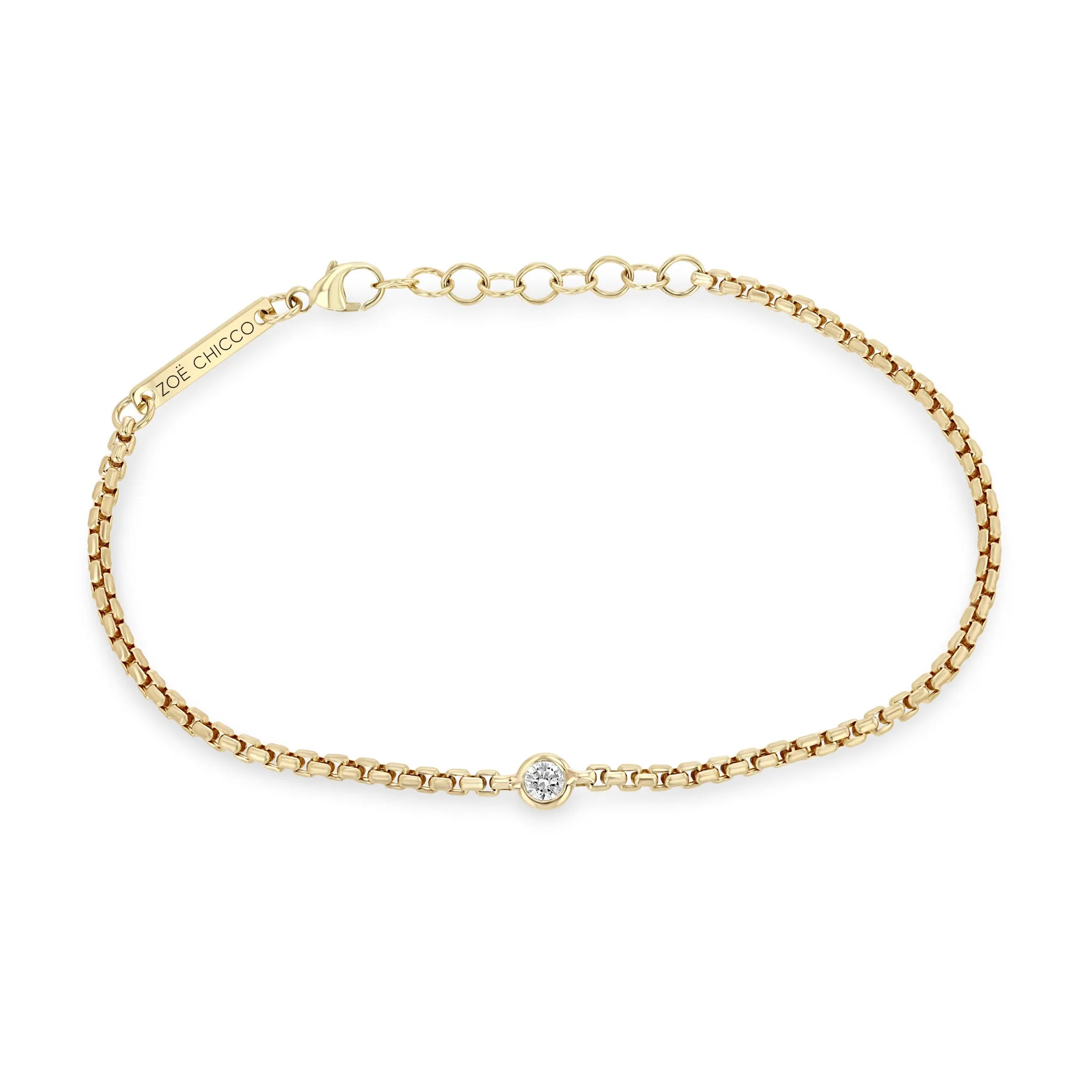 14k Floating Diamond Small Box Chain Bracelet sold by Zoe Chicco