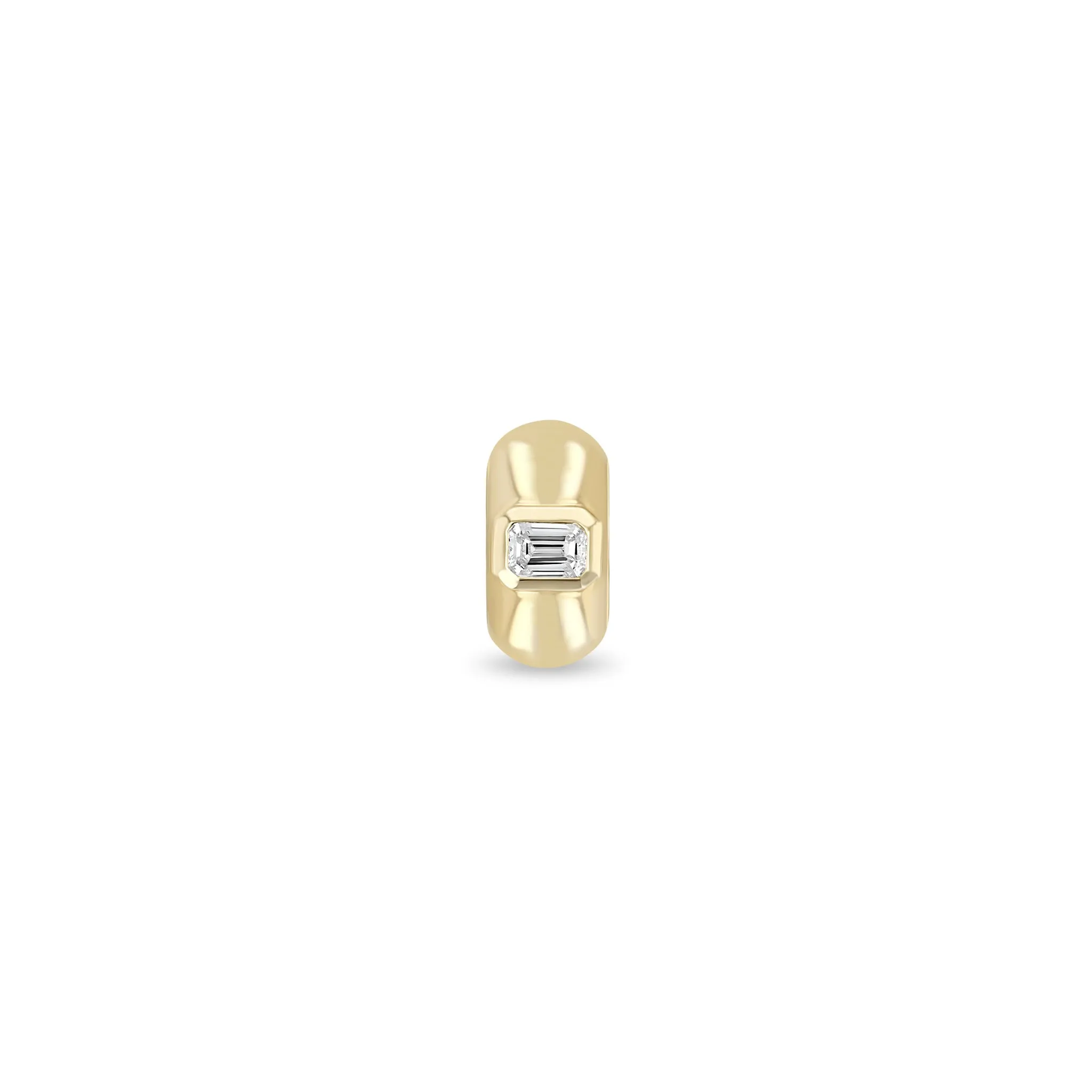 14k Emerald Cut Diamond Wide Half Round Slide Bead Charm sold by Zoe Chicco