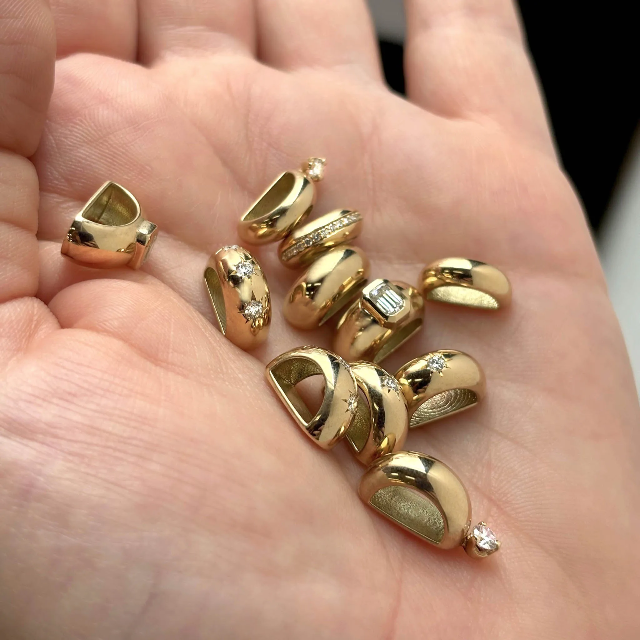 14k Gold Wide Half Round Slide Bead Charm sold by Zoe Chicco product image thumbnail 3