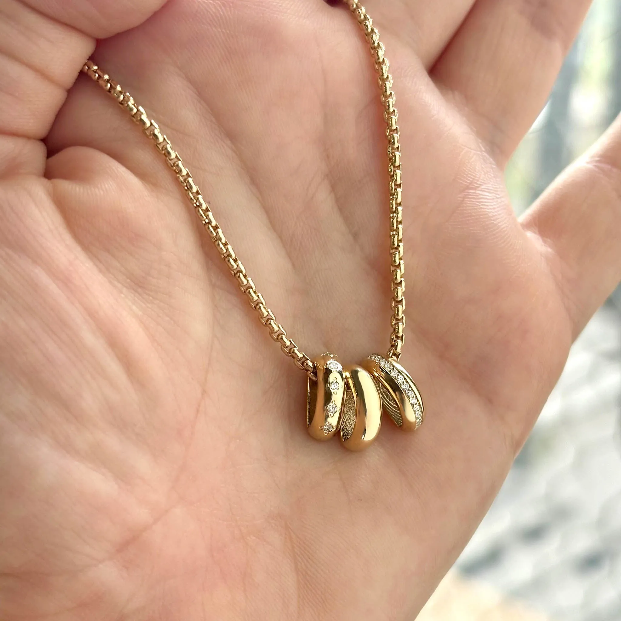 14k 3 Mixed Half Round Slide Bead Box Chain Necklace sold by Zoe Chicco product image thumbnail 2