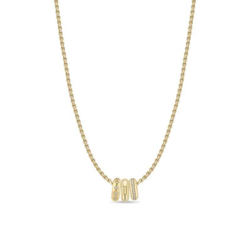 14k 3 Mixed Half Round Slide Bead Box Chain Necklace sold by Zoe Chicco