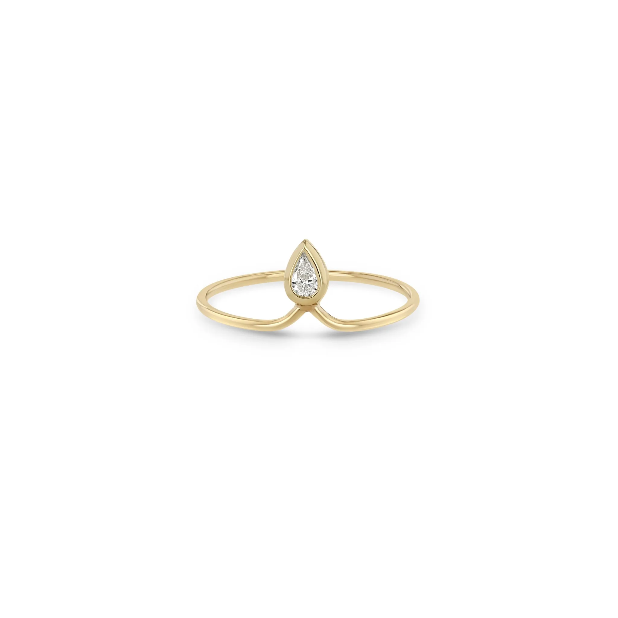 14k Vertical Pear Diamond Bezel Crown Ring sold by Zoe Chicco