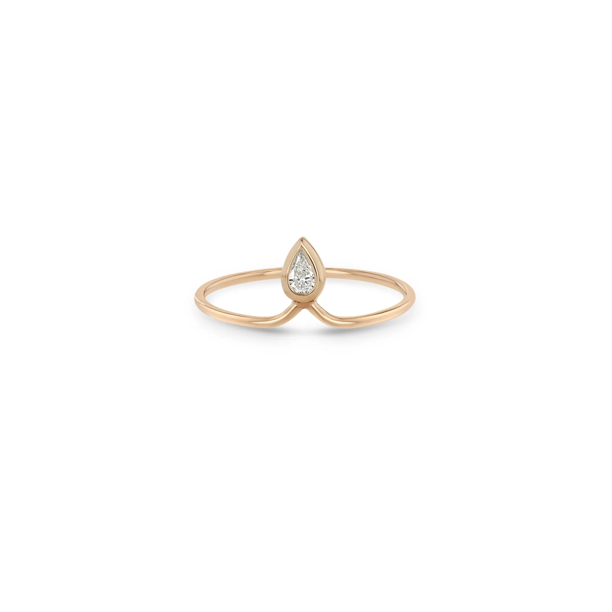 14k Vertical Pear Diamond Bezel Crown Ring sold by Zoe Chicco product image thumbnail 3