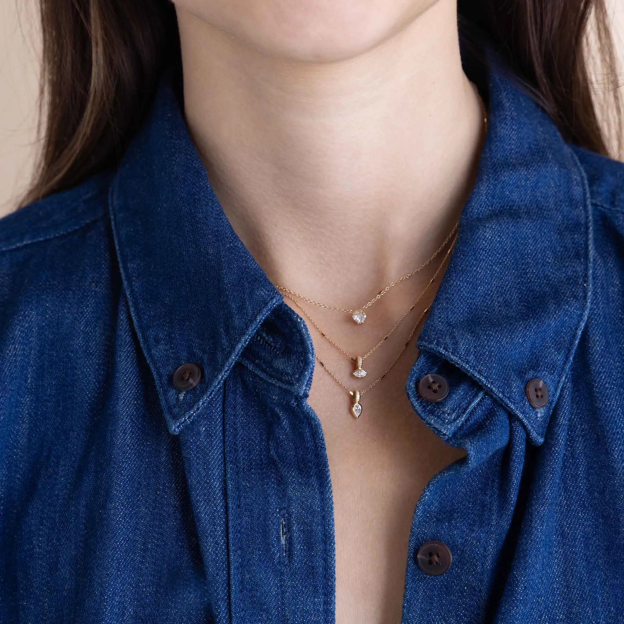 14k Pear Diamond Bead Pendant Necklace sold by Zoe Chicco product image thumbnail 3