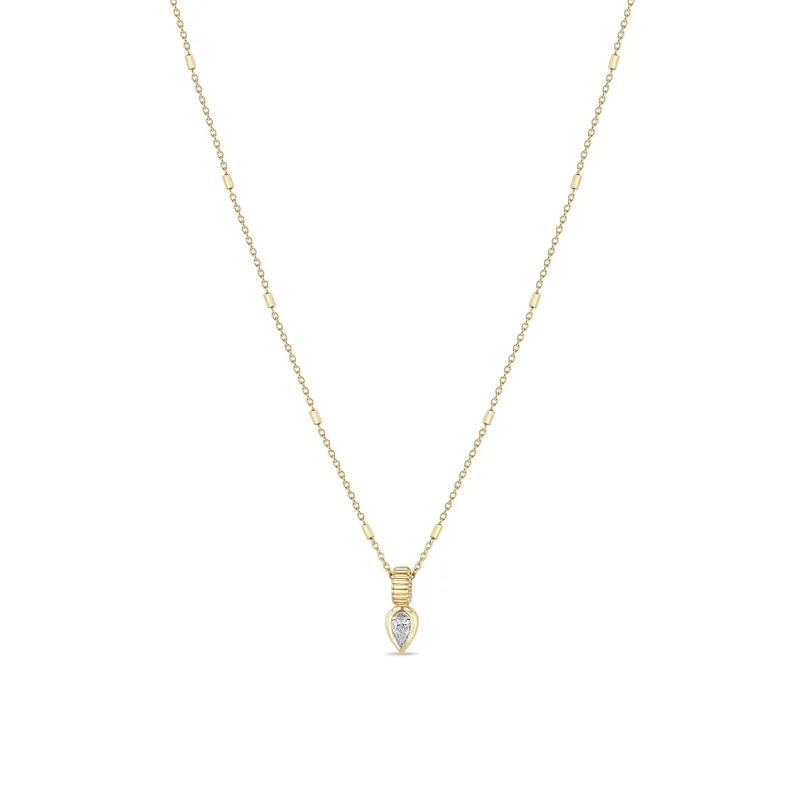14k Pear Diamond Bead Pendant Necklace sold by Zoe Chicco