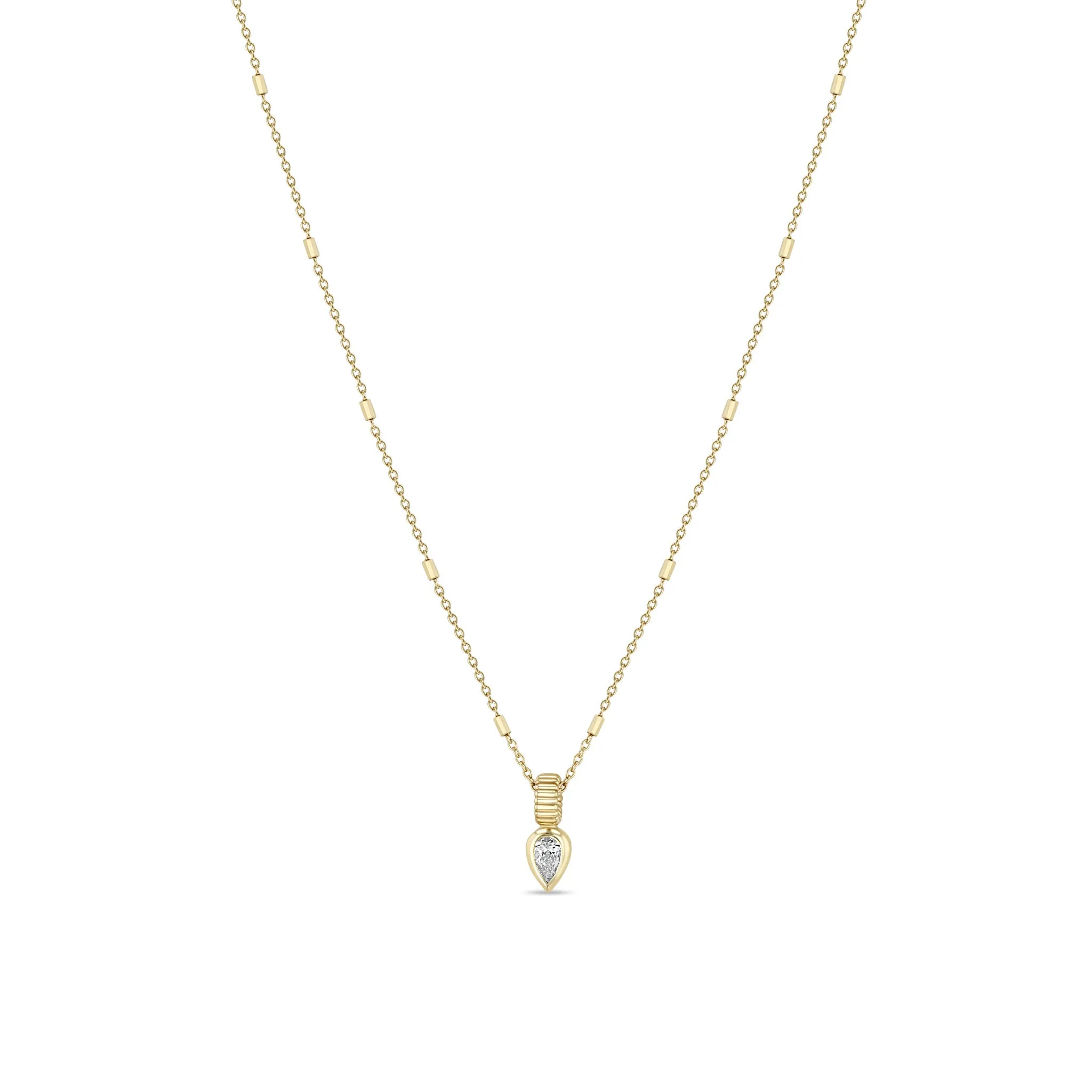 14k Pear Diamond Bead Pendant Necklace sold by Zoe Chicco