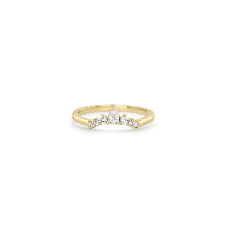 14k Pear & Graduated Round Diamond Curve Ring sold by Zoe Chicco