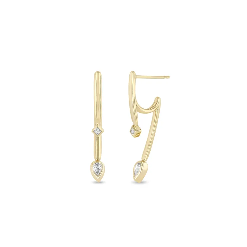 14k Princess & Pear Diamond Talon Earrings sold by Zoe Chicco