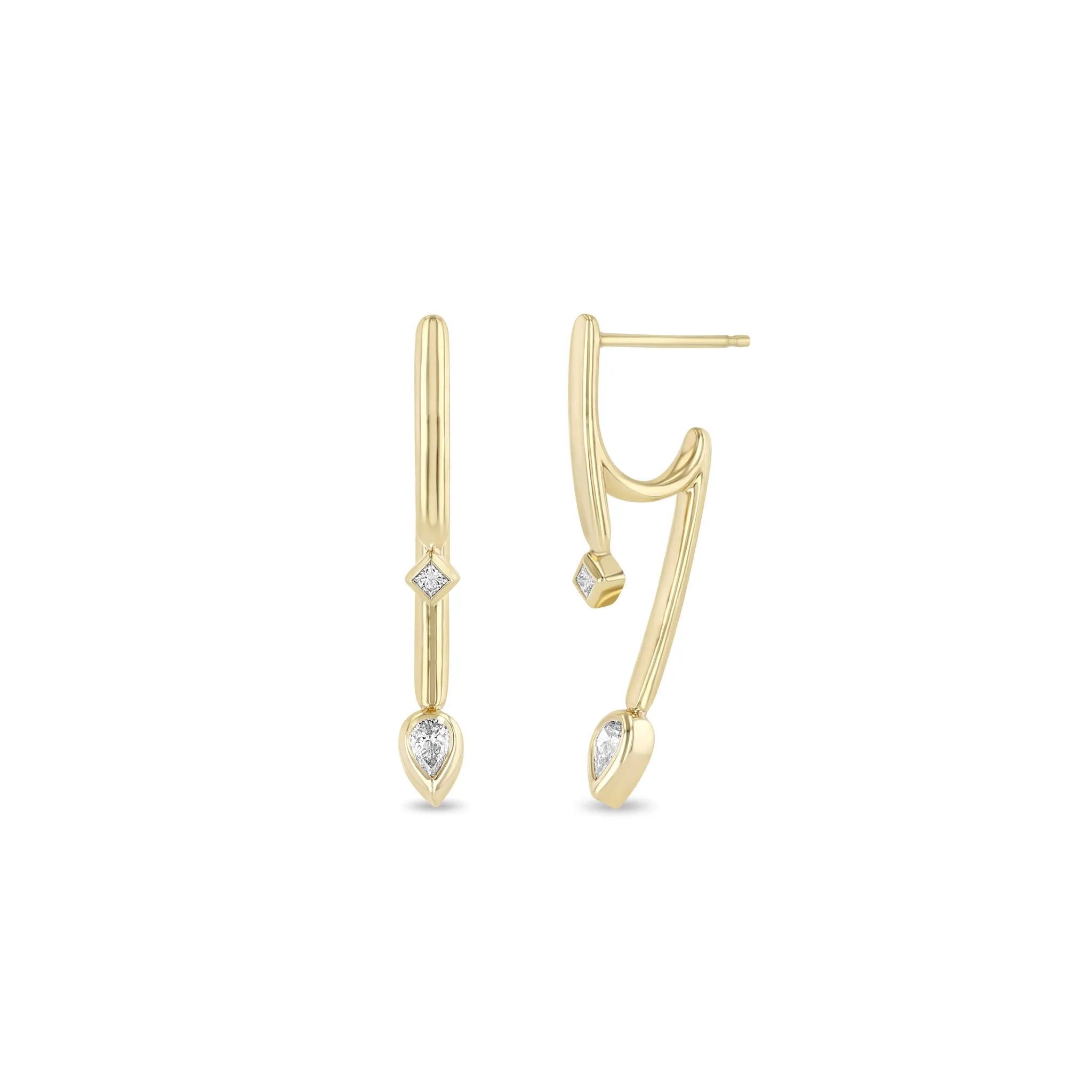 14k Princess & Pear Diamond Talon Earrings sold by Zoe Chicco