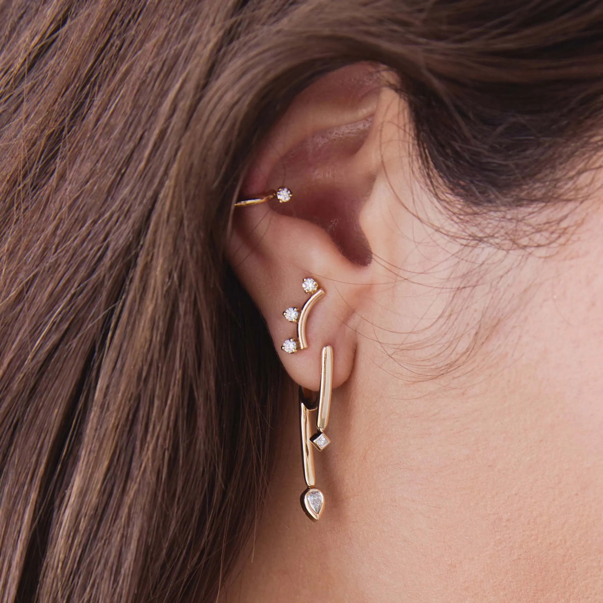 14k Princess & Pear Diamond Talon Earrings sold by Zoe Chicco product image thumbnail 2
