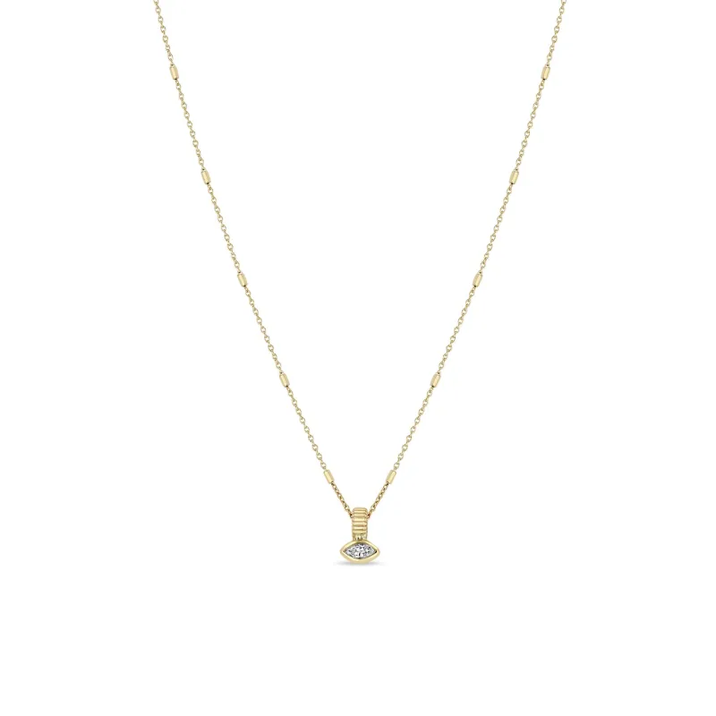 14k Marquise Diamond Bead Pendant Necklace sold by Zoe Chicco