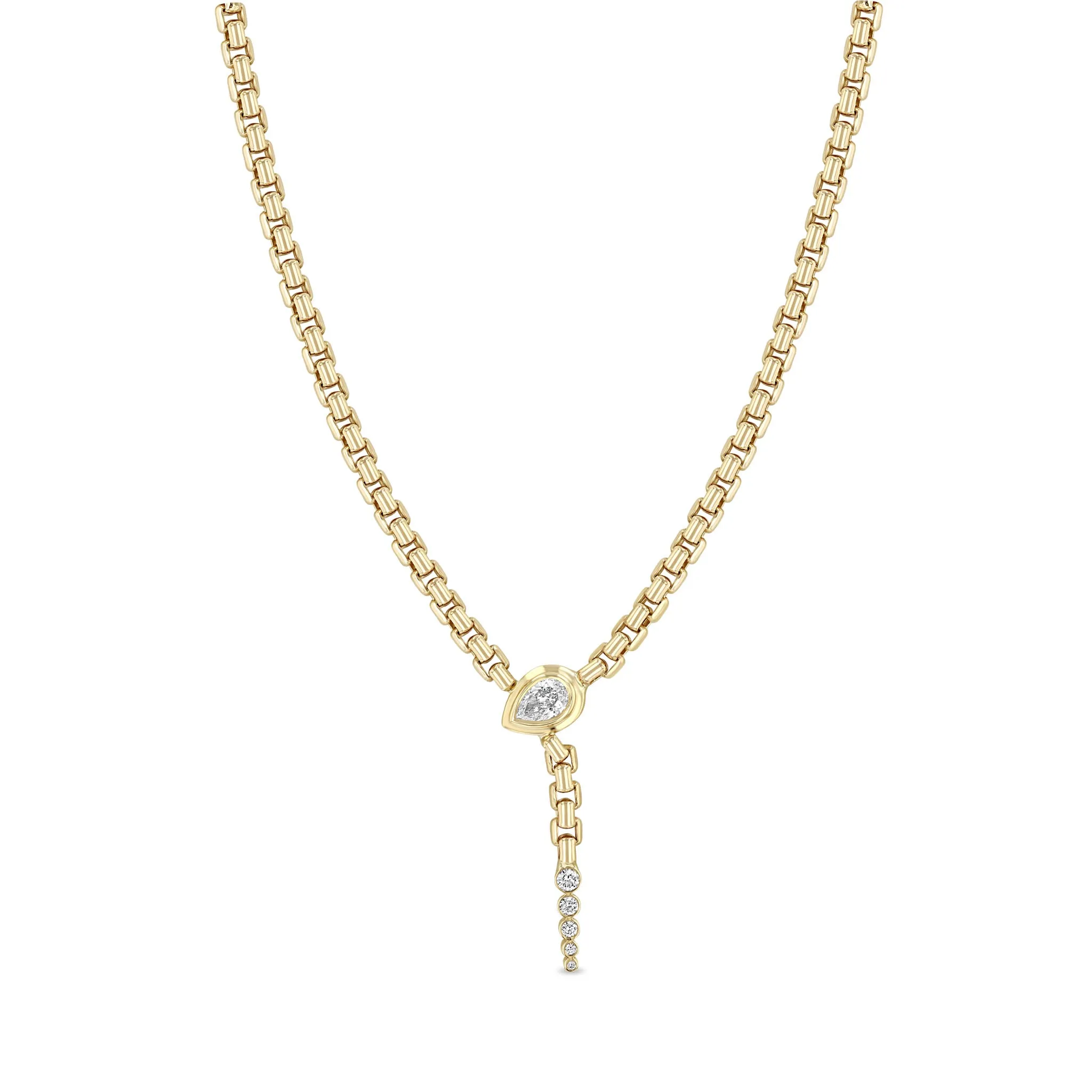 14k Pear Diamond Serpent Box Chain Necklace sold by Zoe Chicco