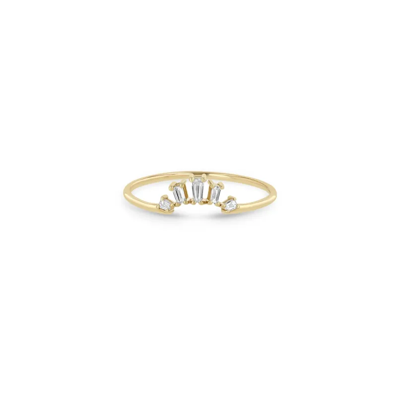 14k Tapered Baguette Diamond 5 Stone Fan Ring sold by Zoe Chicco