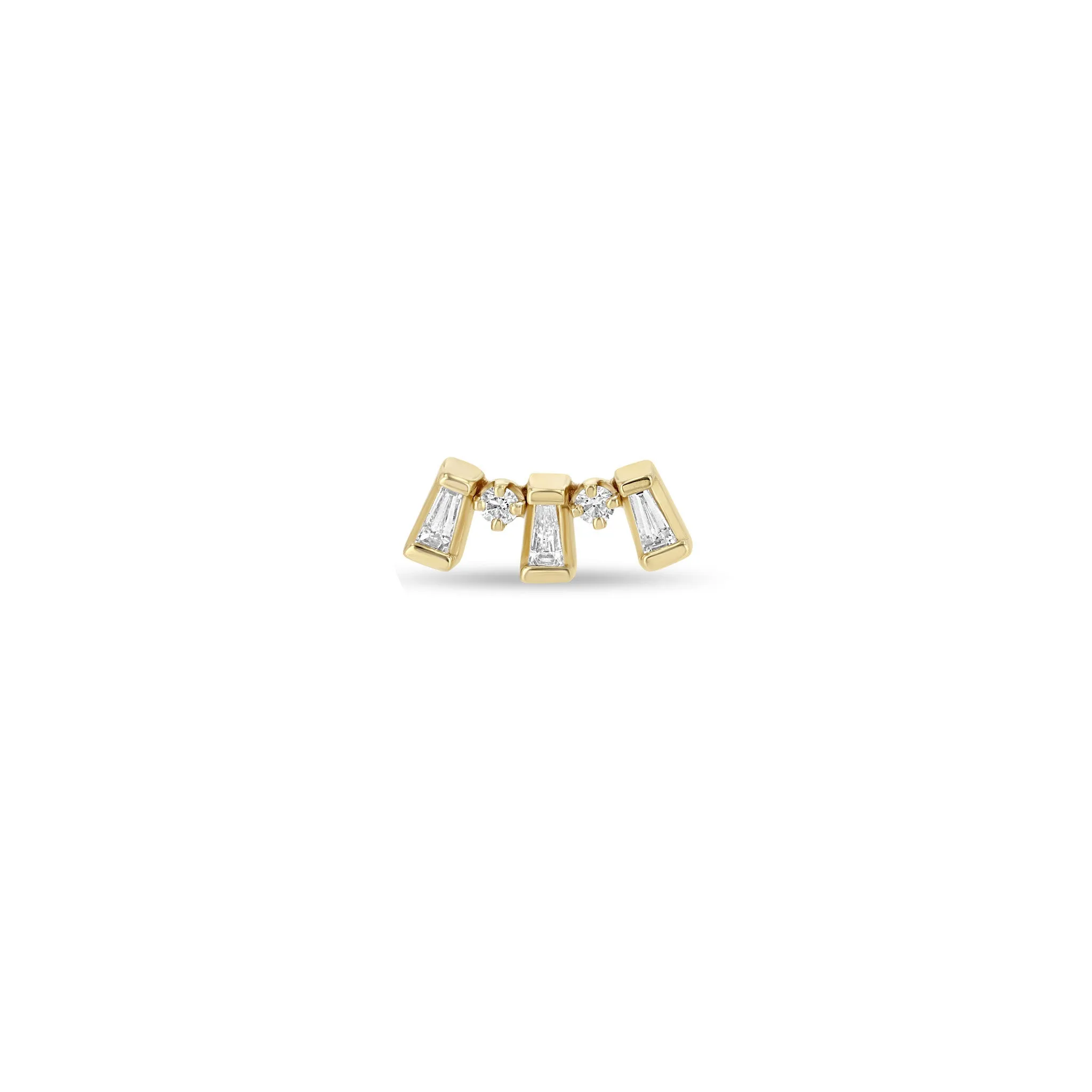14k Tapered Baguette & Prong Diamond Curve Studs sold by Zoe Chicco product image thumbnail 4