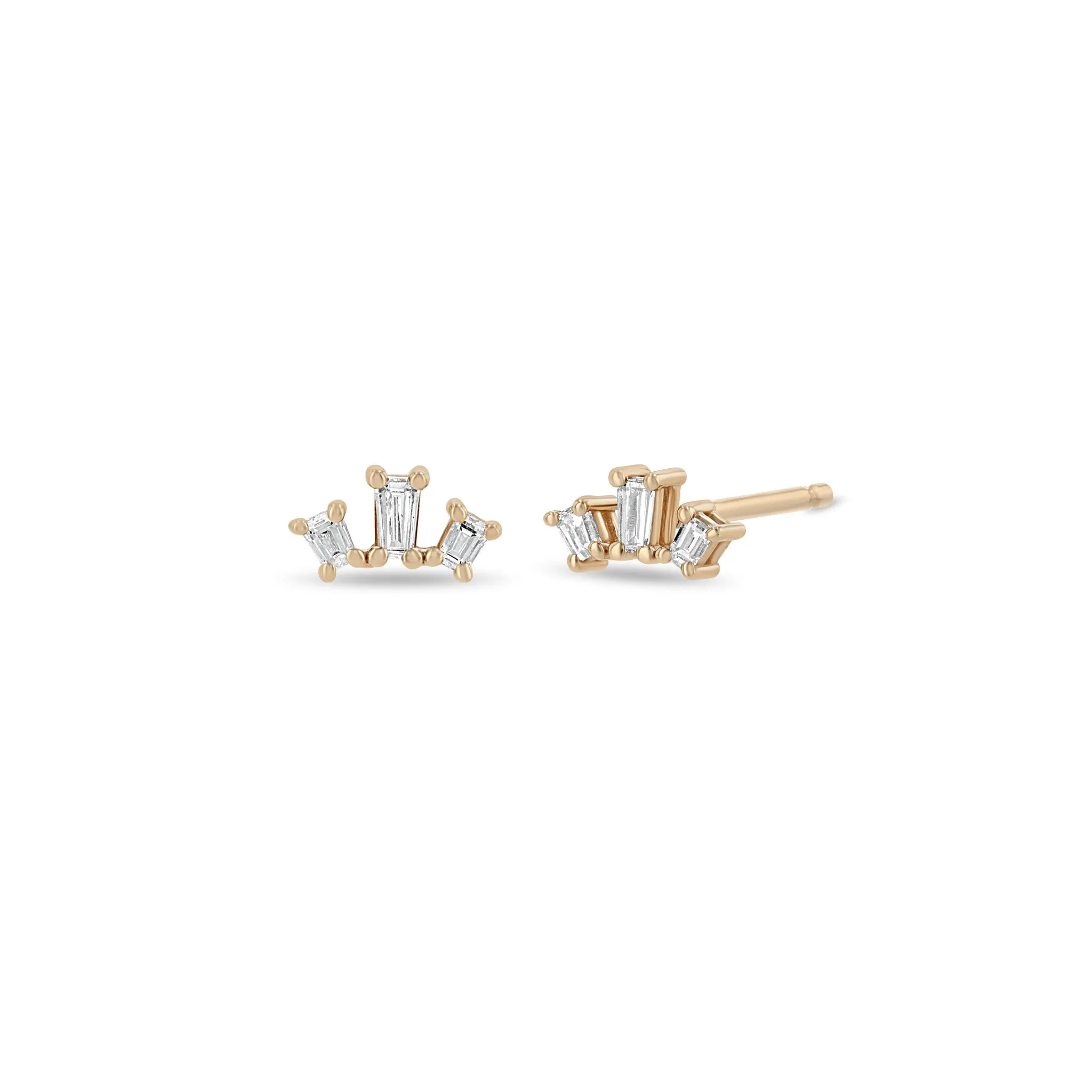 14k Tapered Baguette Diamond Fan Studs sold by Zoe Chicco product image thumbnail 3