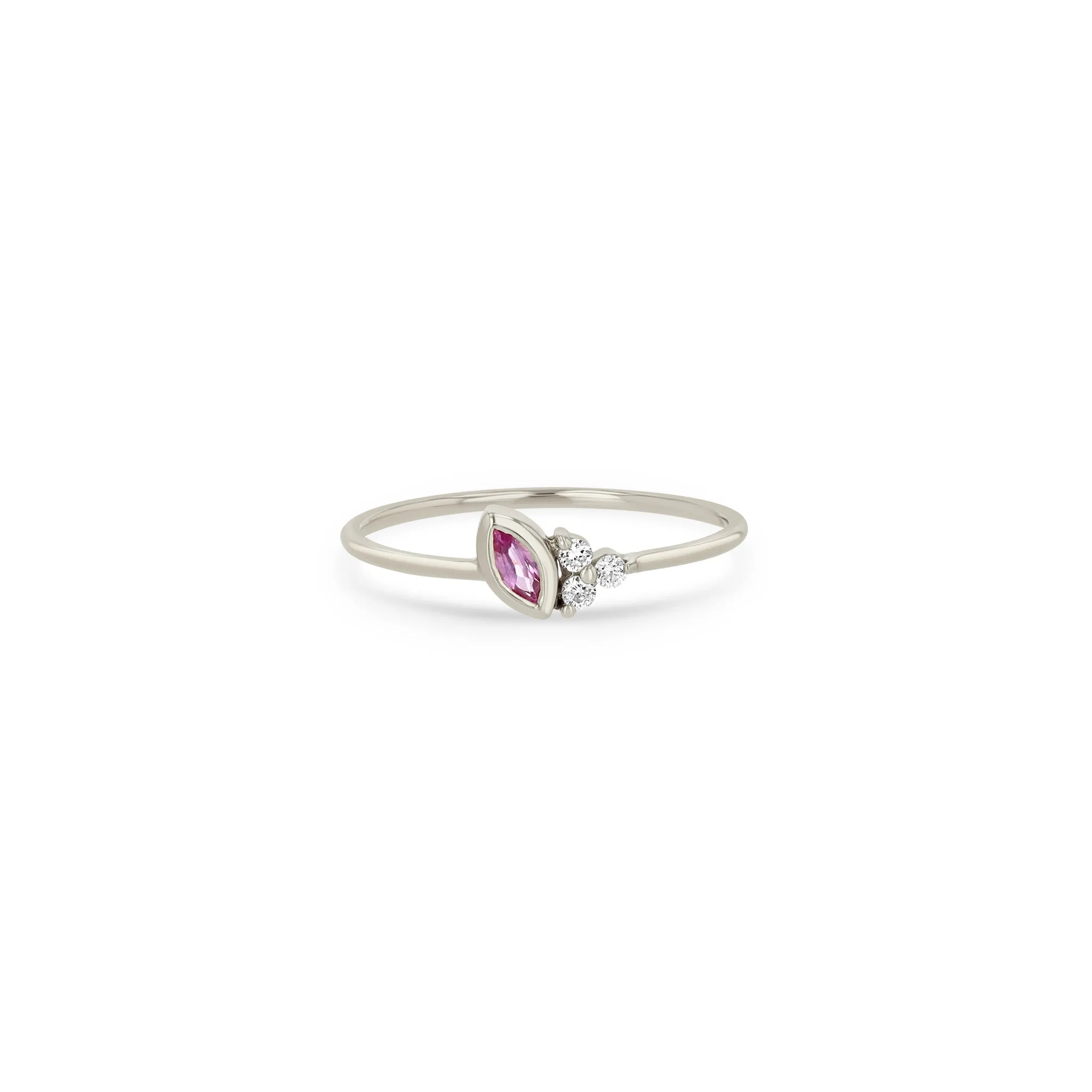14k Marquise Pink Sapphire & Prong Diamond Trio Ring sold by Zoe Chicco product image thumbnail 4