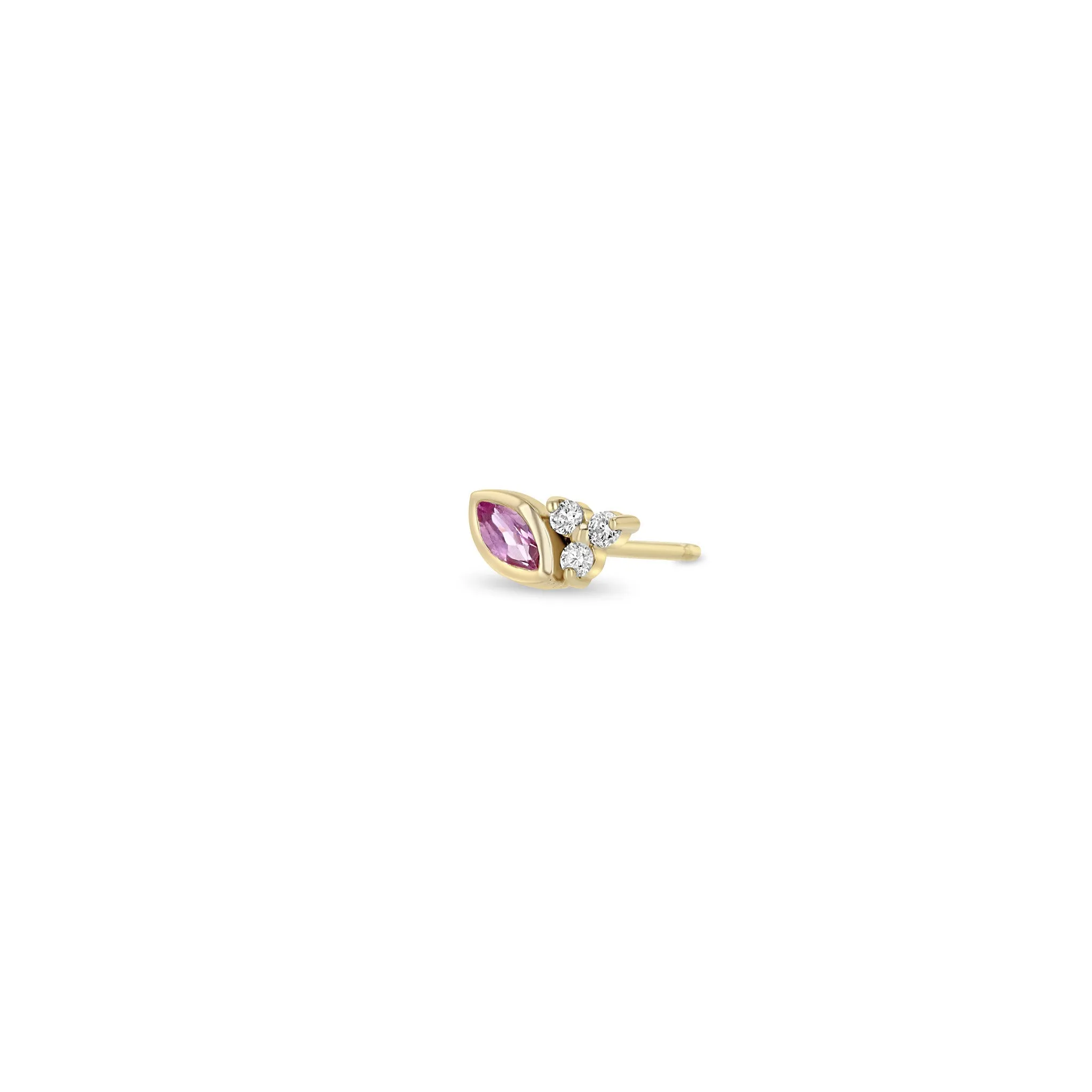 14k Marquise Pink Sapphire & Diamond Trio Studs sold by Zoe Chicco product image thumbnail 5