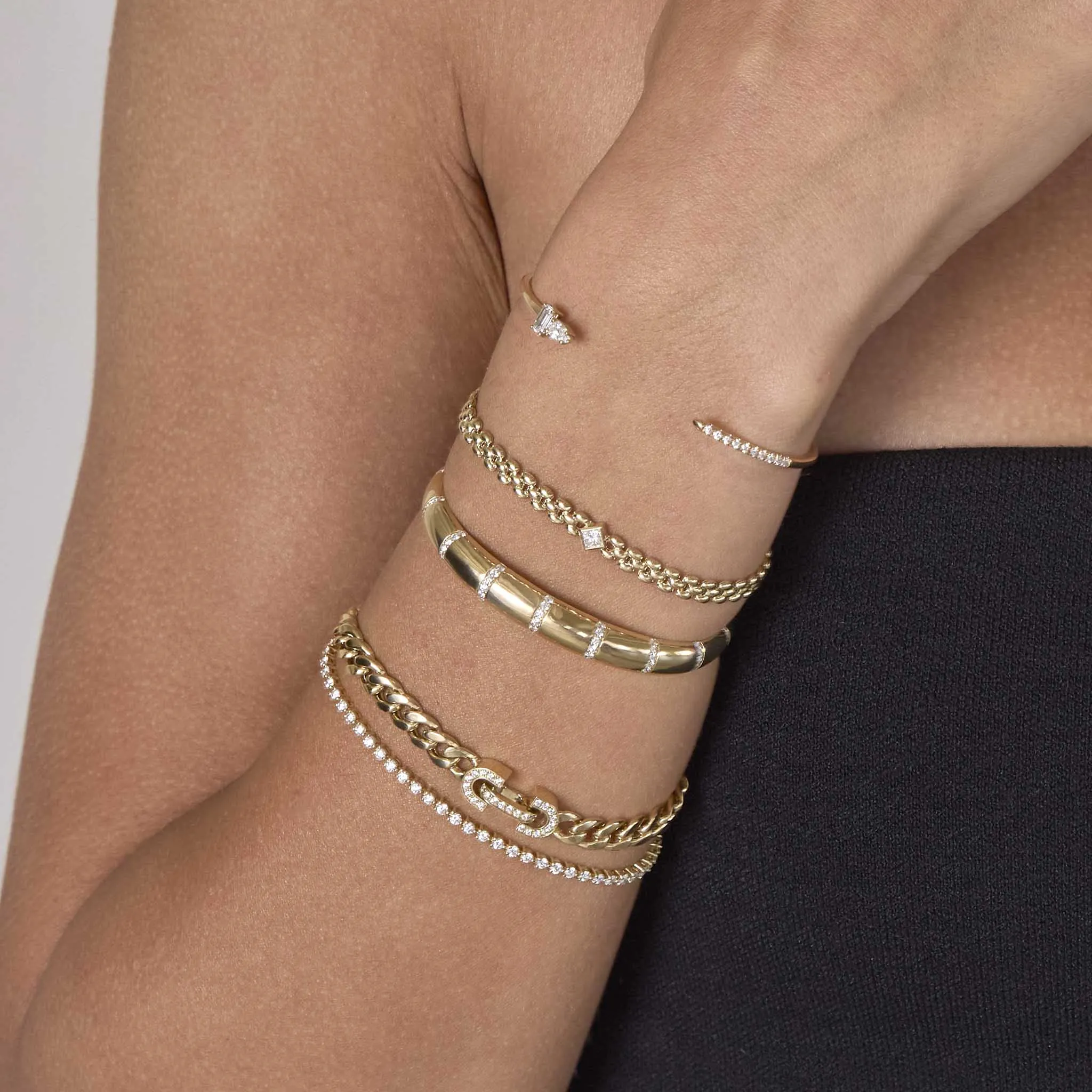 14k Princess Diamond Small Panther Chain Bracelet sold by Zoe Chicco product image thumbnail 3