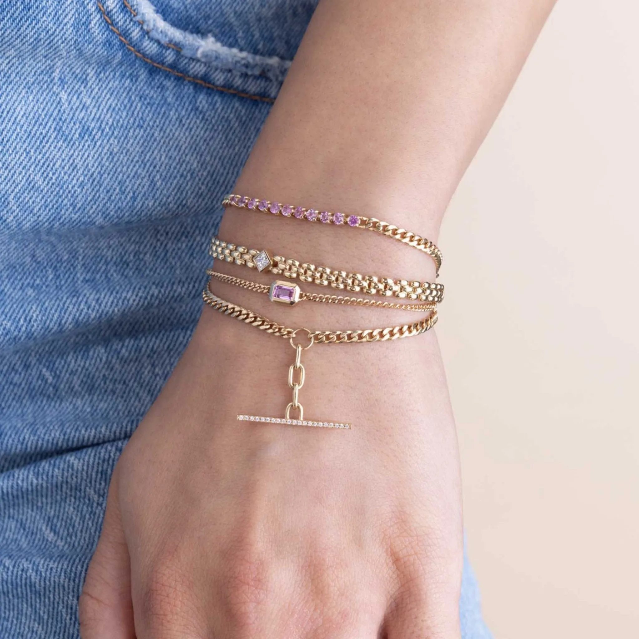 14k Princess Diamond Small Panther Chain Bracelet sold by Zoe Chicco product image thumbnail 4