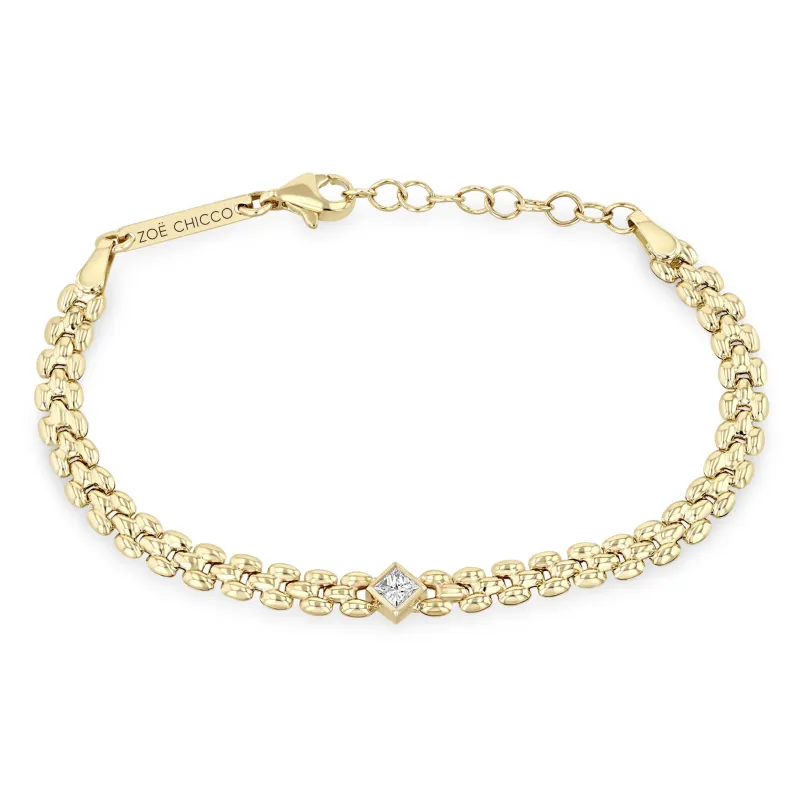 14k Princess Diamond Small Panther Chain Bracelet sold by Zoe Chicco