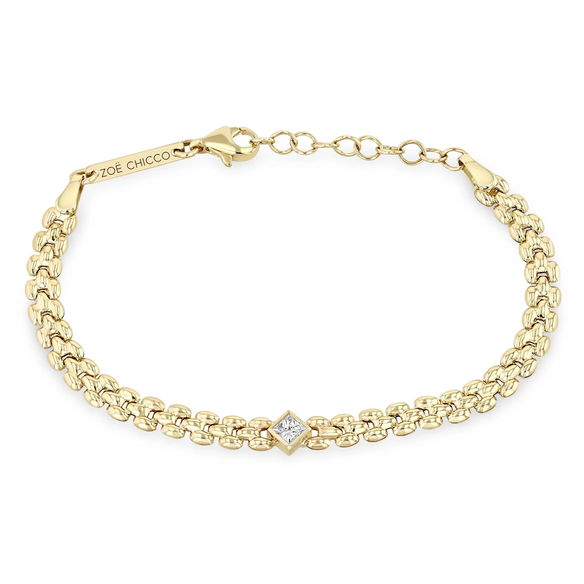 14k Princess Diamond Small Panther Chain Bracelet sold by Zoe Chicco