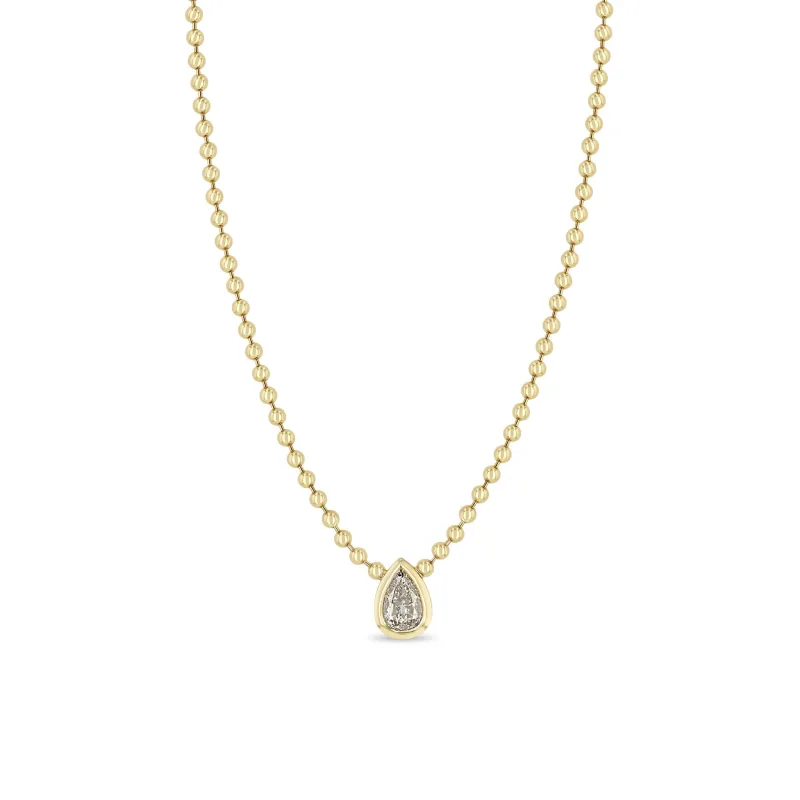 1.03 ctw Mine Cut Pear Shaped Diamond Bead Chain Necklace sold by Zoe Chicco