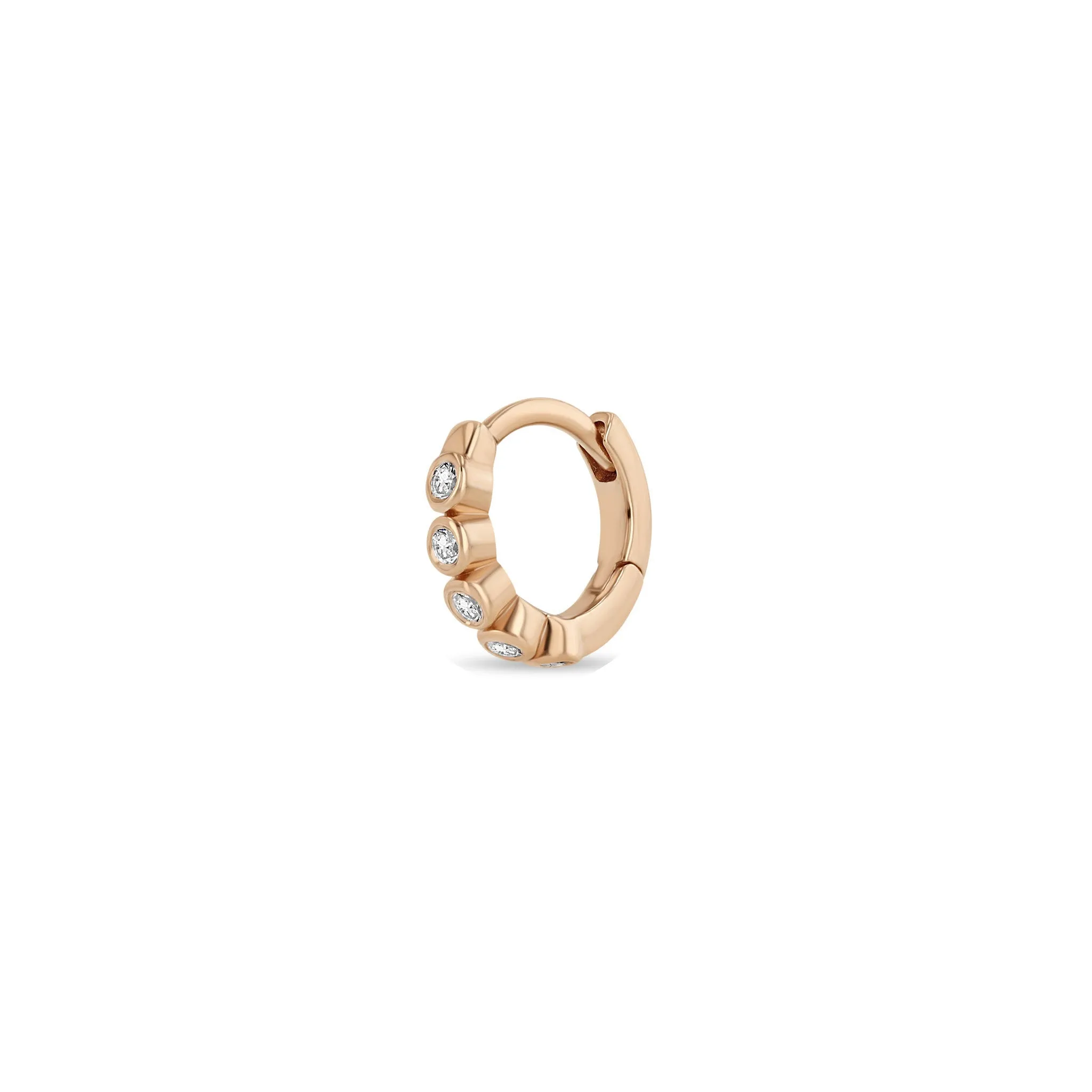 14k Diamond Bezel Small Hinge Huggie Hoops sold by Zoe Chicco product image thumbnail 5