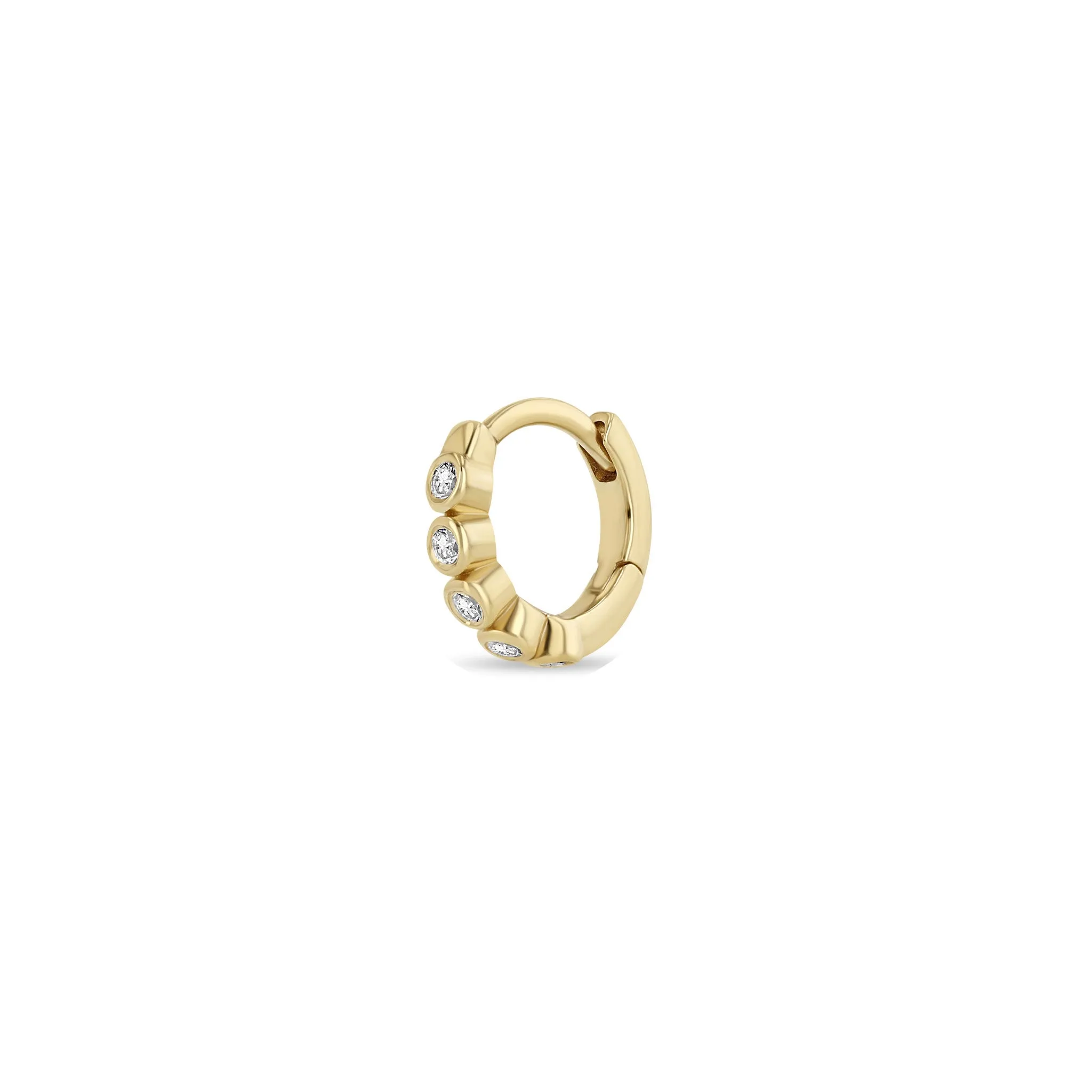 14k Diamond Bezel Small Hinge Huggie Hoops sold by Zoe Chicco product image thumbnail 3