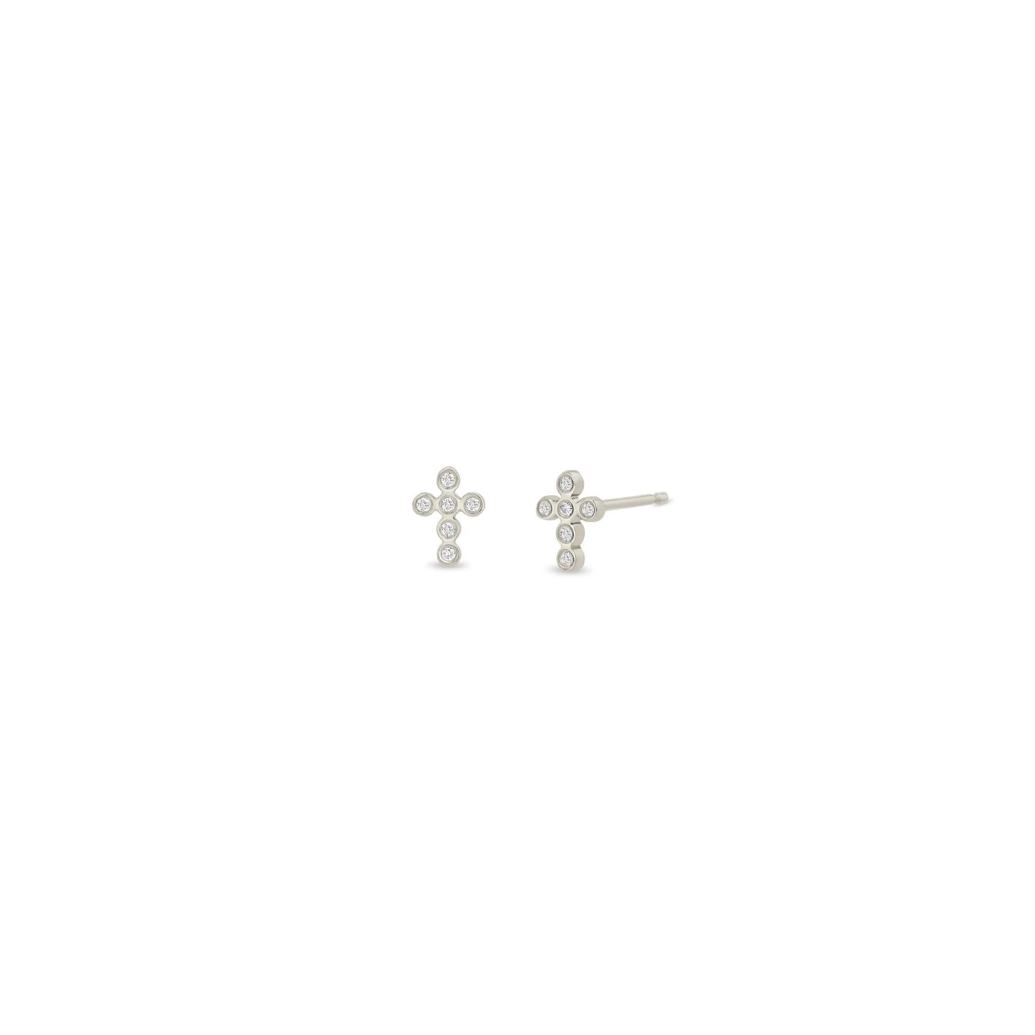 14k Small Diamond Bezel Cross Studs sold by Zoe Chicco product image thumbnail 4