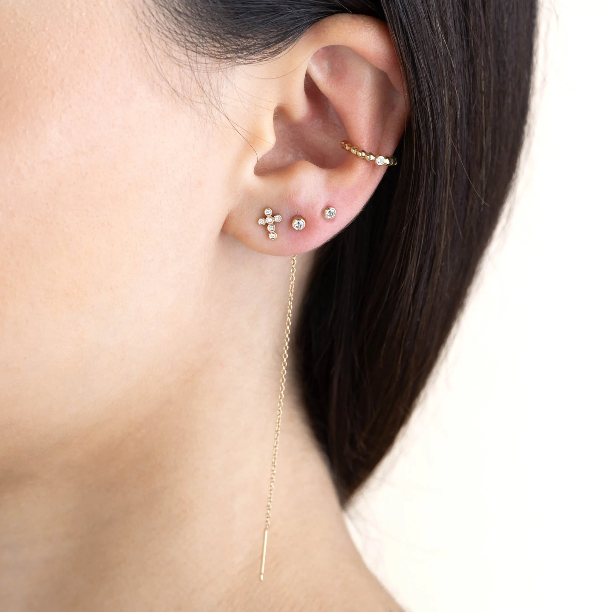 14k Small Diamond Bezel Cross Studs sold by Zoe Chicco product image thumbnail 2