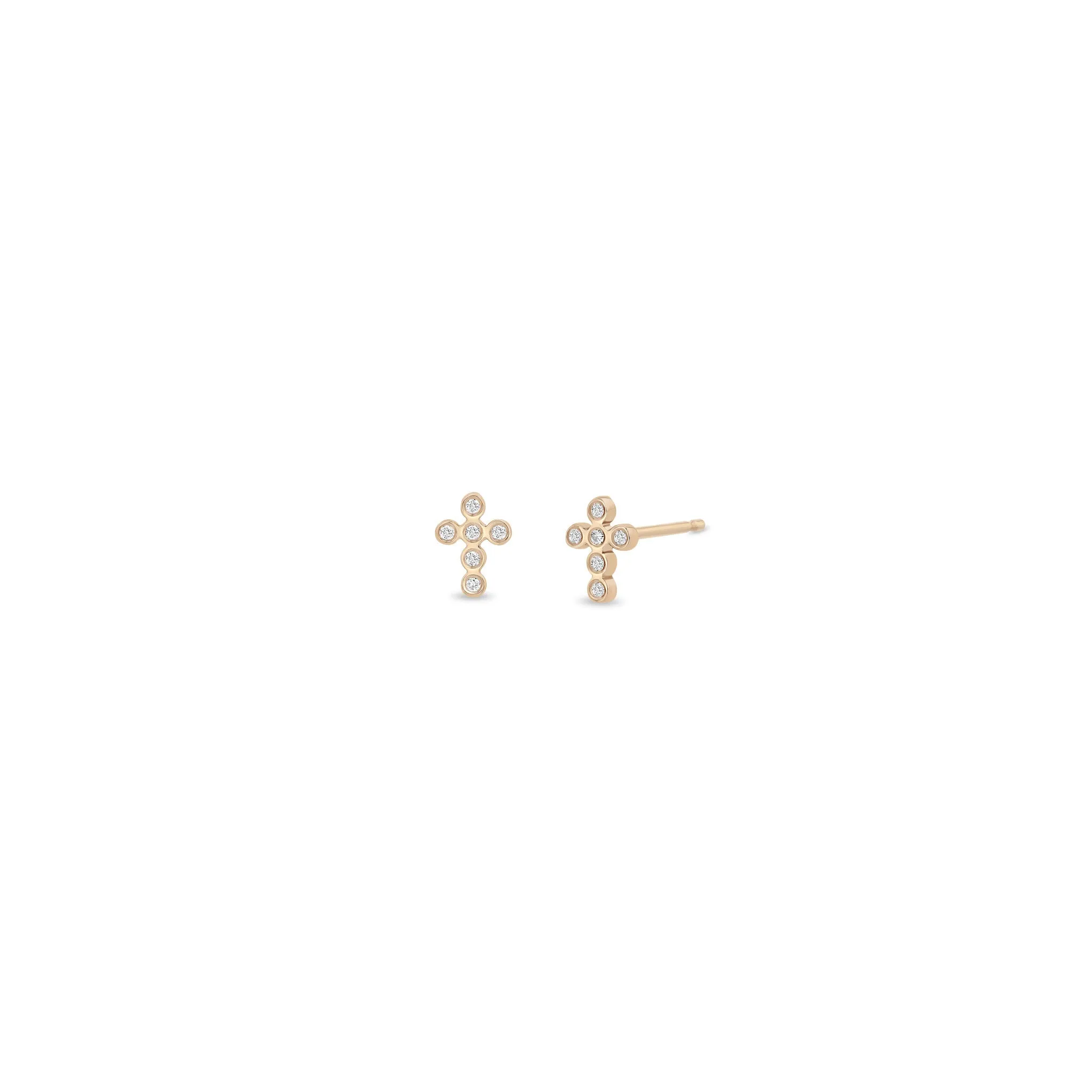 14k Small Diamond Bezel Cross Studs sold by Zoe Chicco product image thumbnail 3