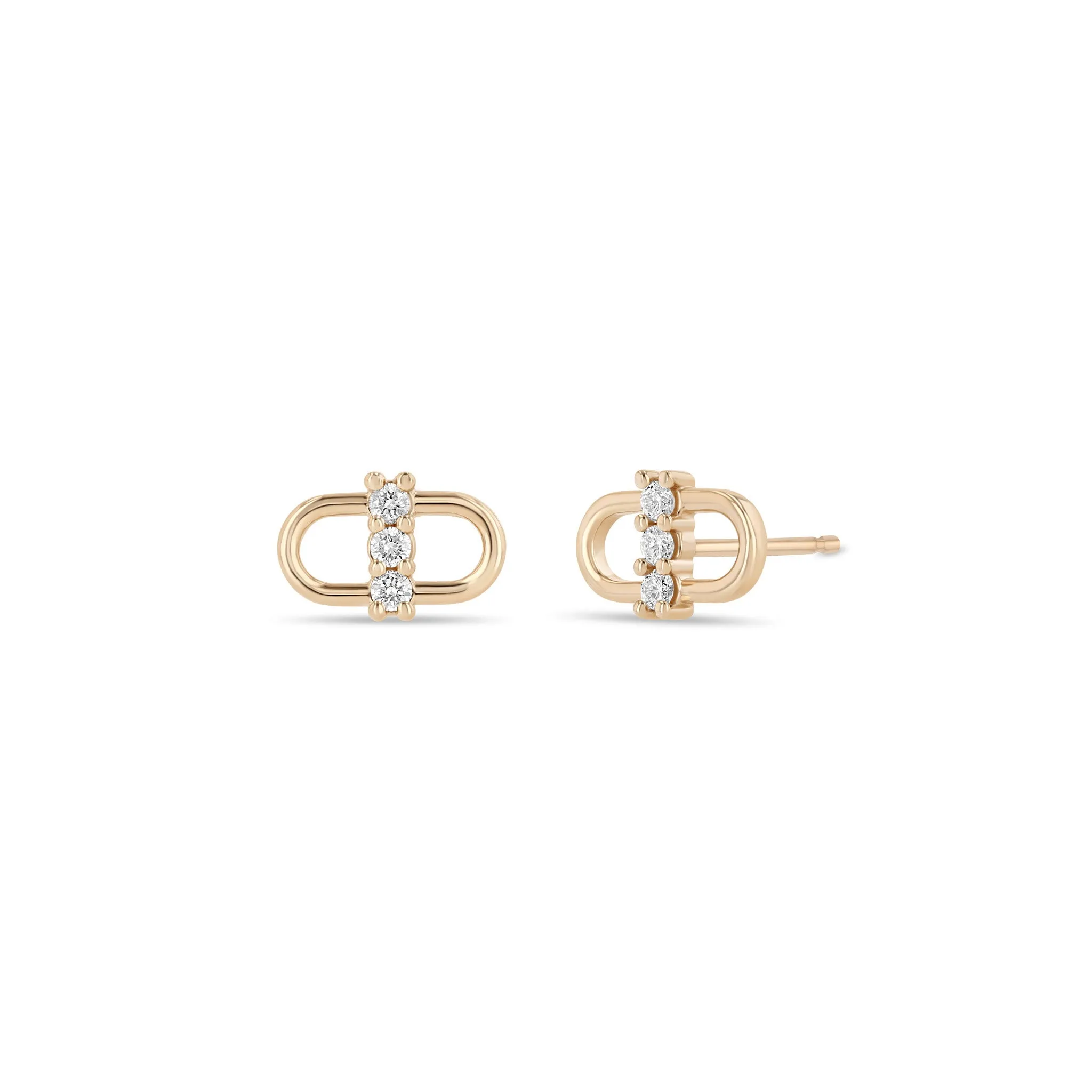 14k 3 Prong Diamond Open Link Studs sold by Zoe Chicco product image thumbnail 4