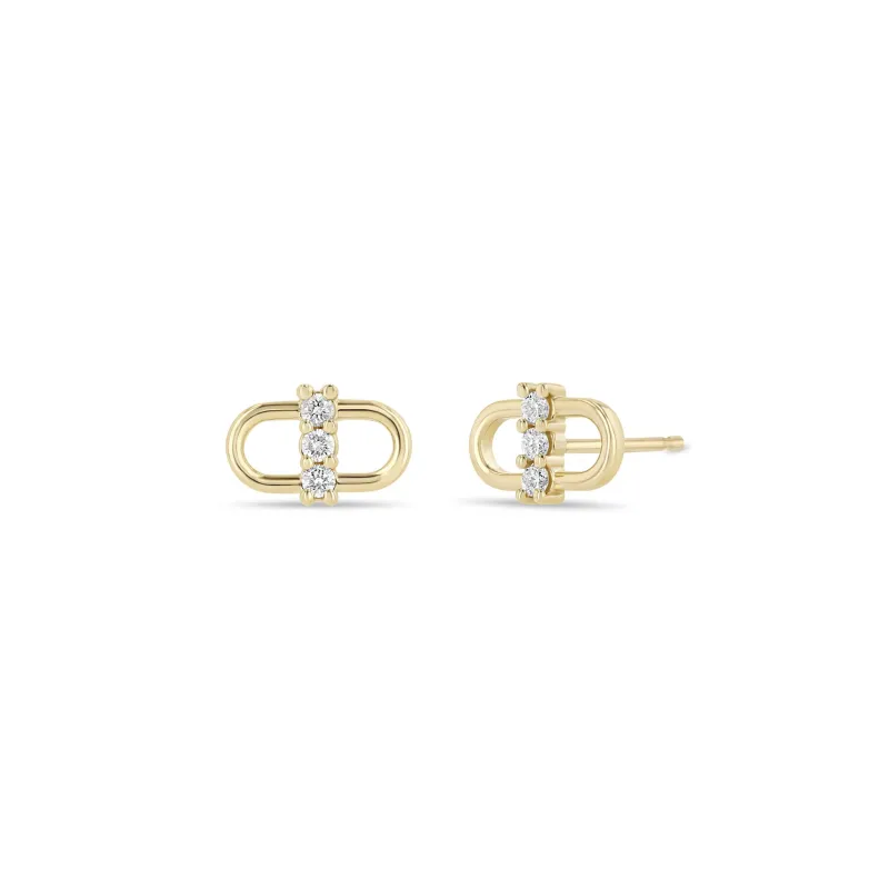 14k 3 Prong Diamond Open Link Studs sold by Zoe Chicco