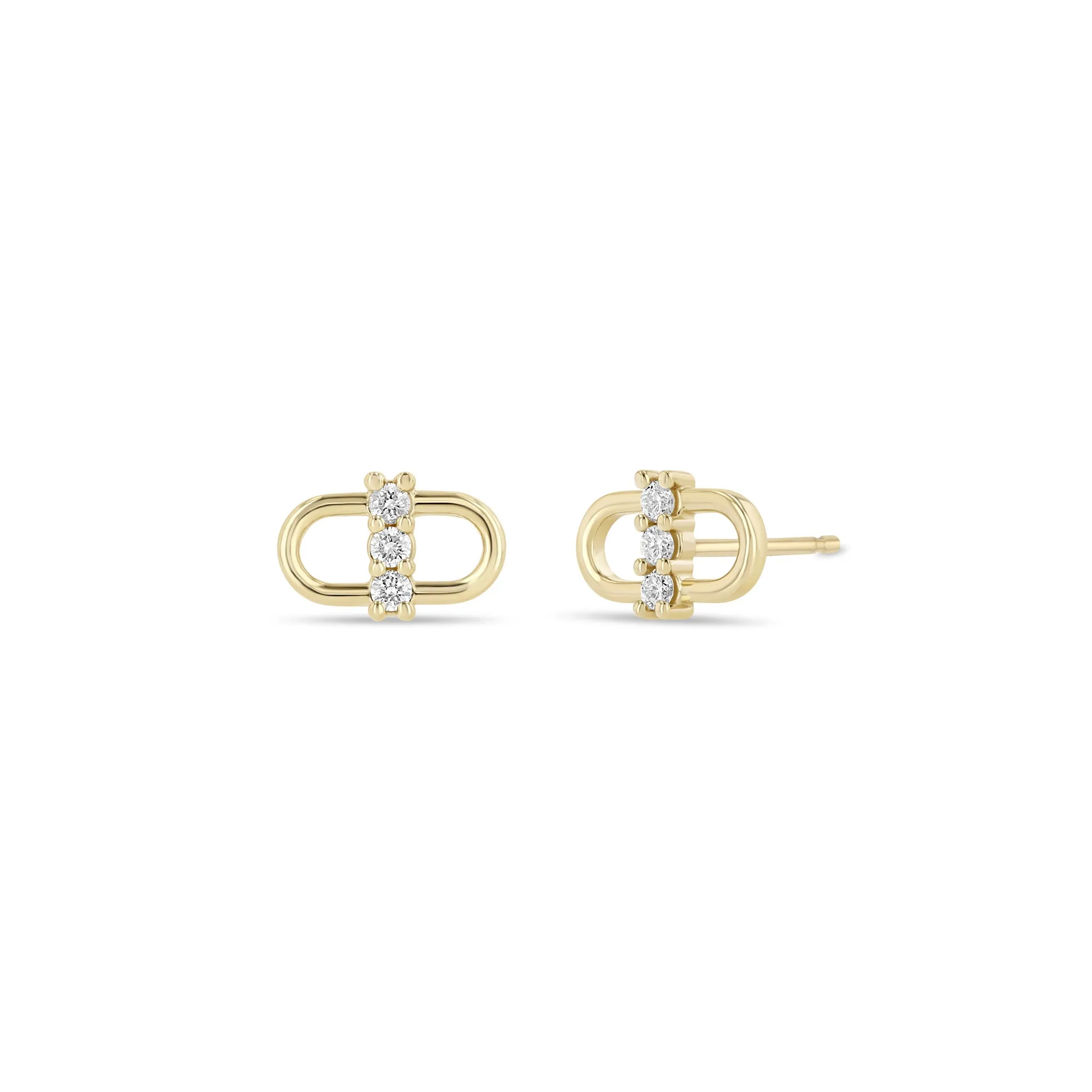 14k 3 Prong Diamond Open Link Studs sold by Zoe Chicco