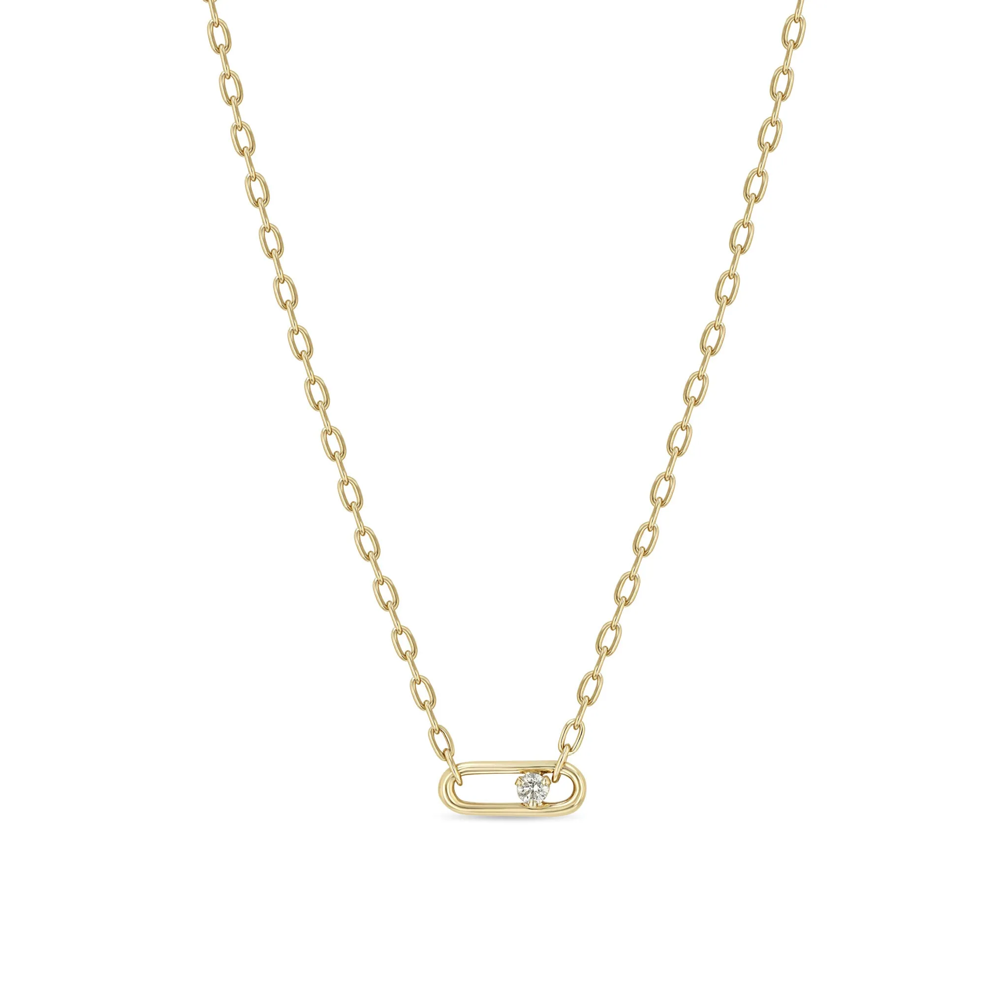 14k Nested Diamond Large Paperclip Link Square Oval Chain Necklace sold by Zoe Chicco