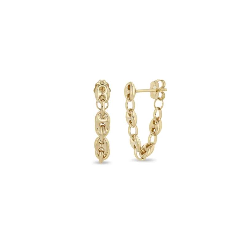 14k Gold Small Mariner Chain Huggie Earrings sold by Zoe Chicco