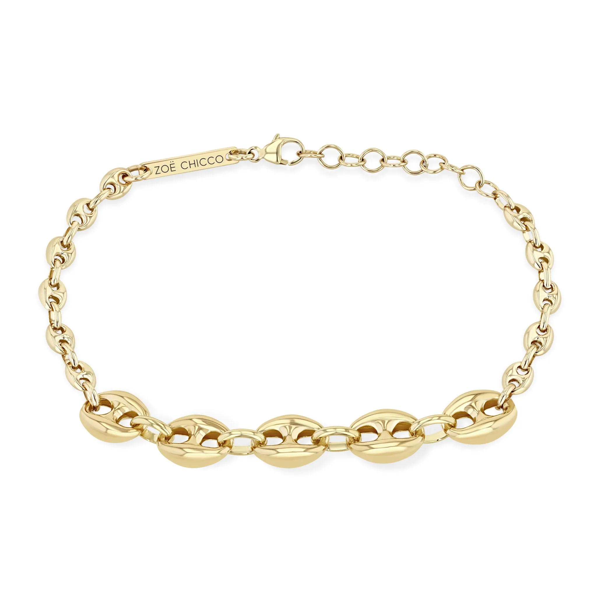 14k Mixed Small & Large Mariner Chain with Diamond Links Bracelet sold by Zoe Chicco product image thumbnail 5