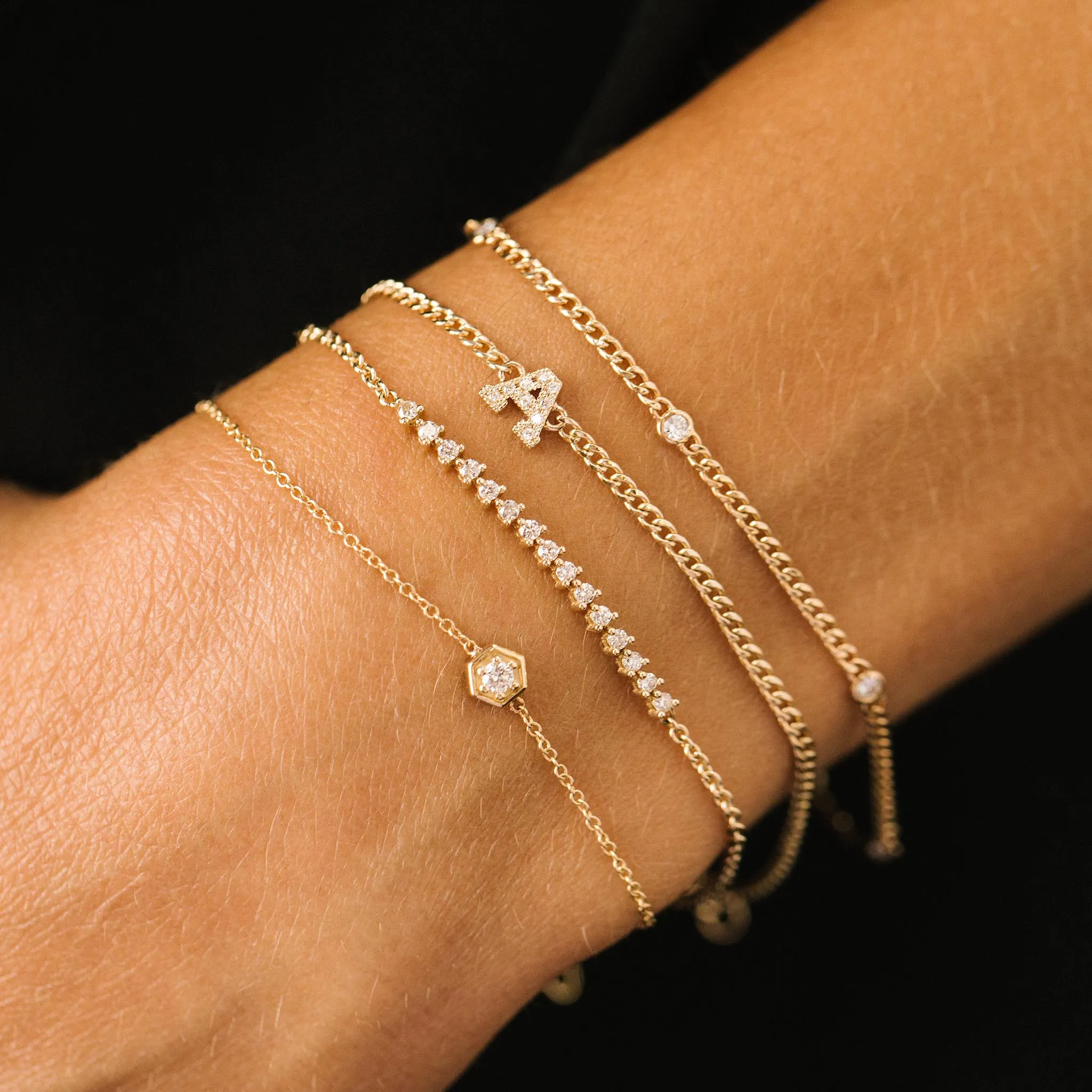 14k Gold Diamond Hexagon Bracelet sold by Zoe Chicco product image thumbnail 2